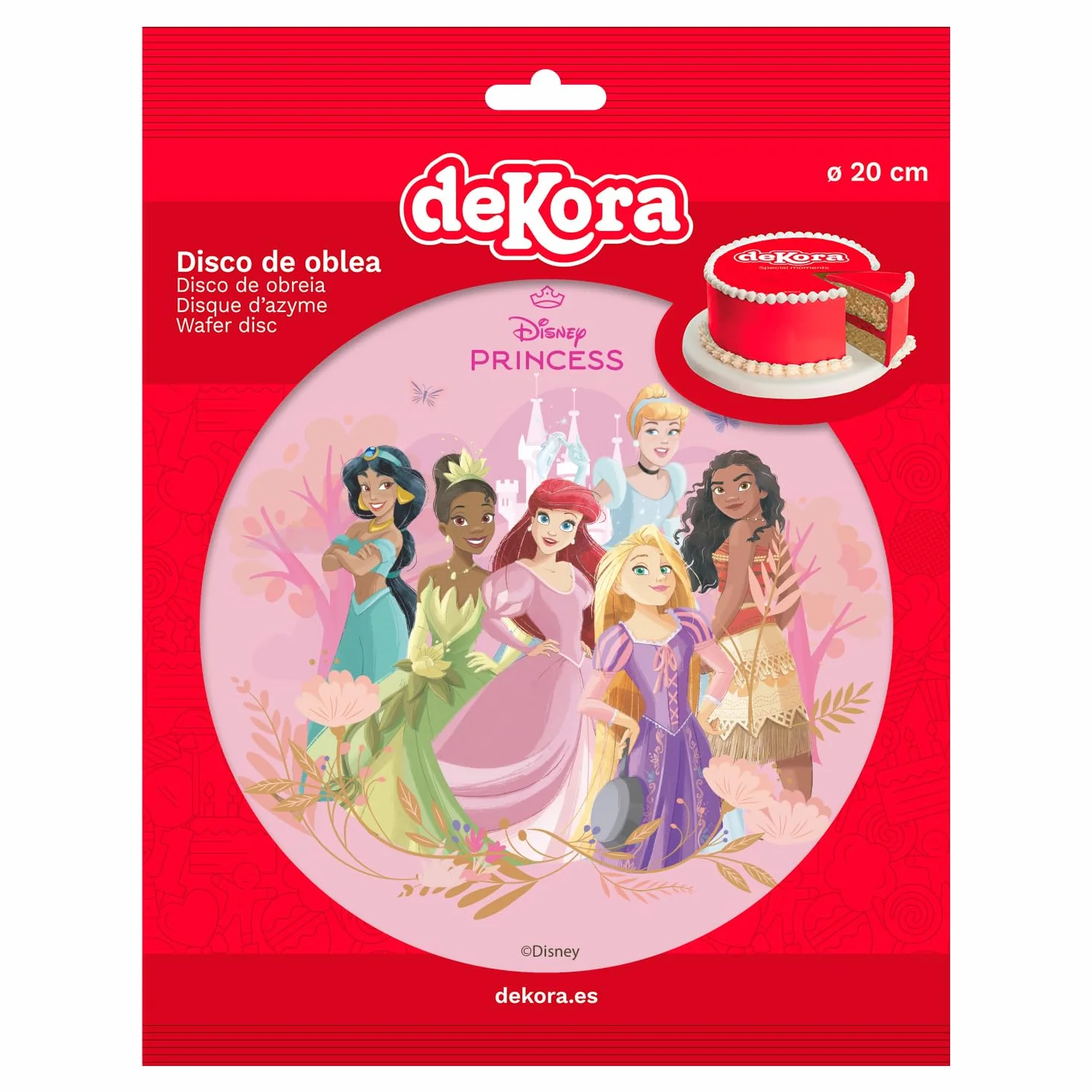 Oblea Comestible de Princesas Disney 20 CM Decoración para Tarta