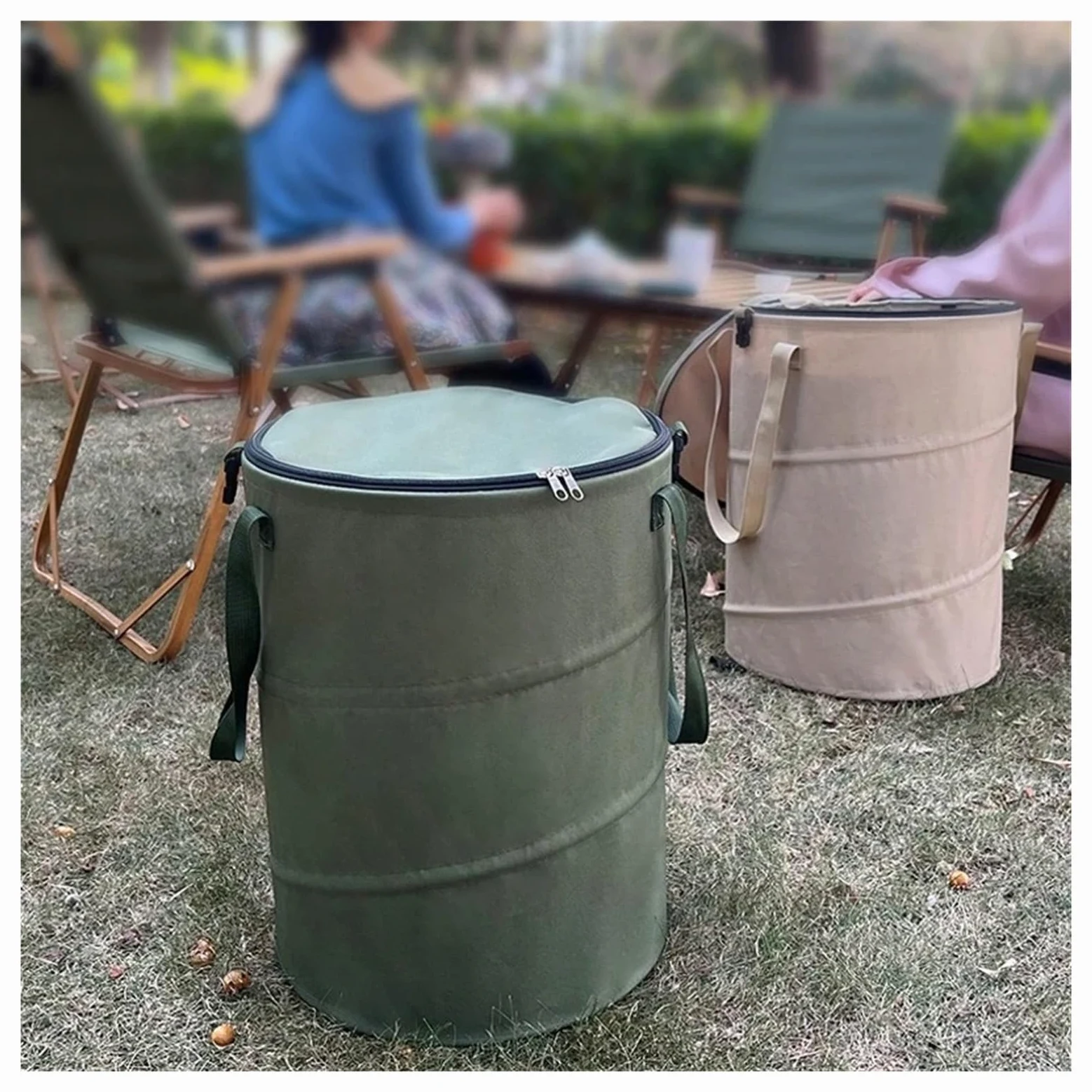 Basurero para Coche Cubo Basura para Acampar Aire Libre Caja Almacenamiento Multifuncional Plegable Bolsa Cesta Ropa Sucia Gran Capacidad Basureros Portátil Coches(Green 3PCS)