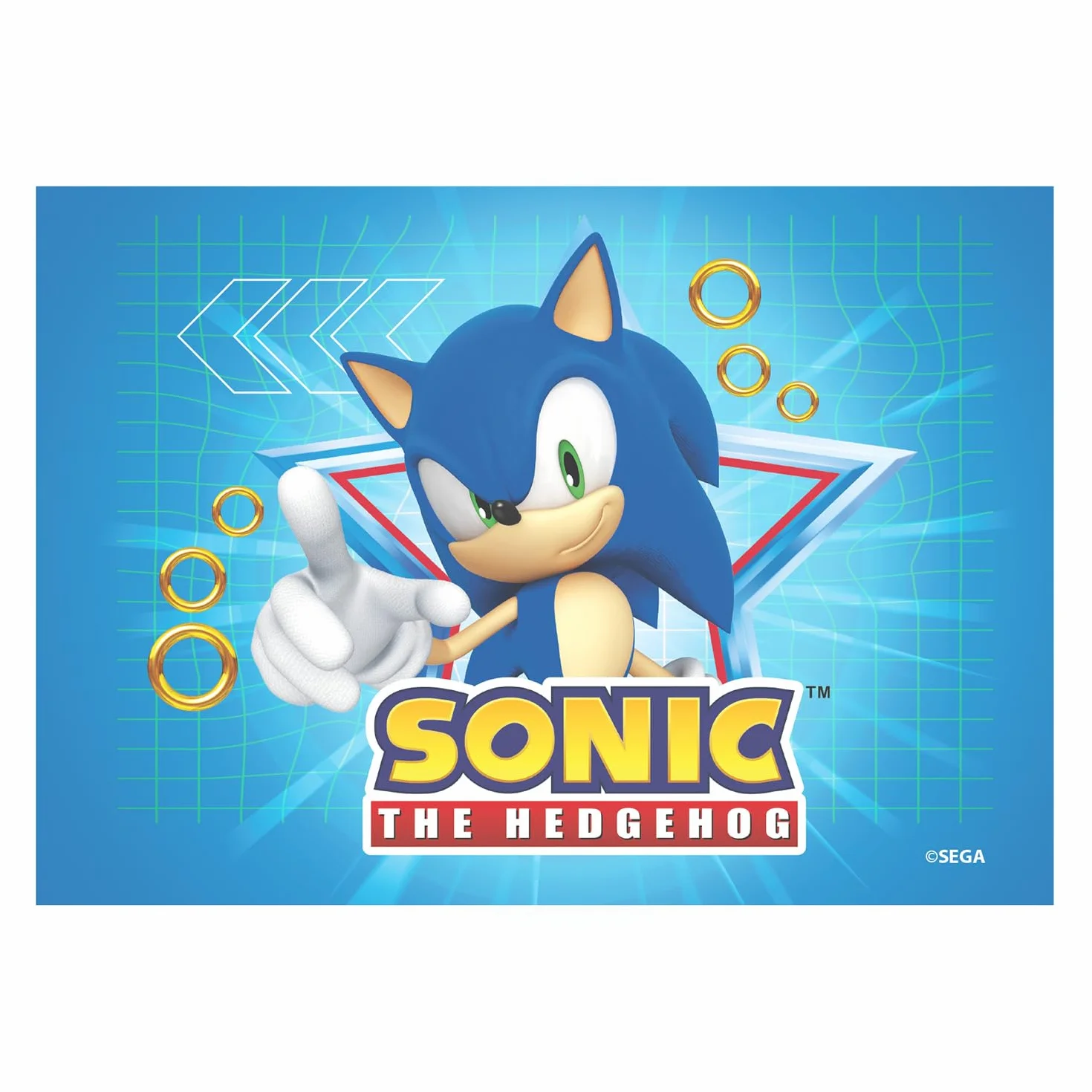 Dekora Oblea Comestible Sonic para Tarta de Cumpleaños Infantil, Adorno Rectangular A5