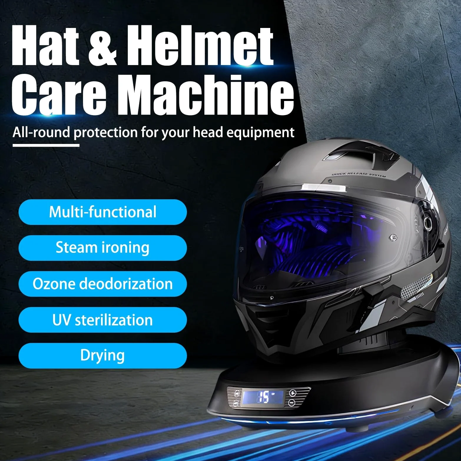 Máquina De Cuidado De Sombreros Ajustable Y Limpiador Inteligente Para Sombreros Limpieza a humedad Y Desodorante a Ozono Para Sombreros Y Cascos De Moto