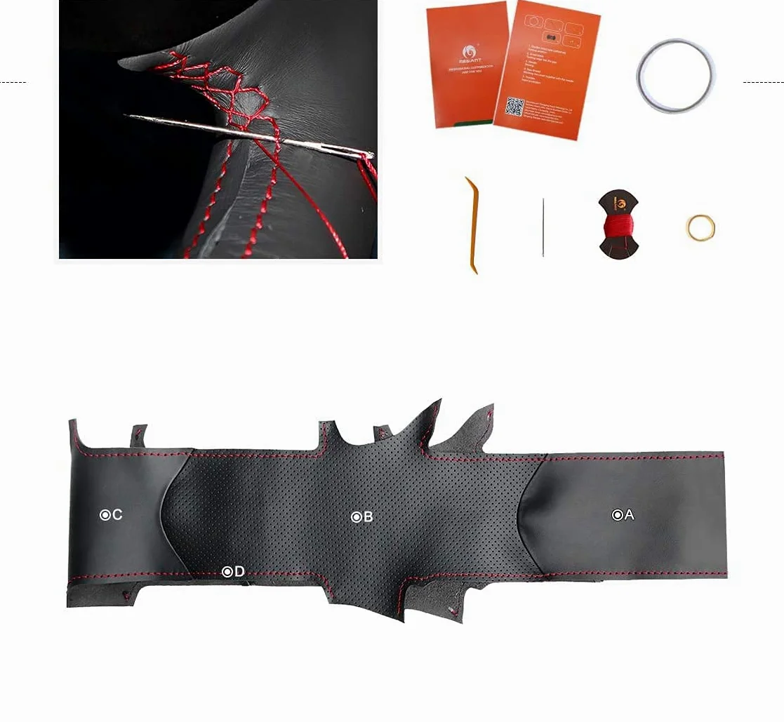 Funda de Volante de Cuero Genuino Cosida a Mano para Mazda MX-5 2016 2017 2018 2019. Interiores automotrices. Funda para Volante.