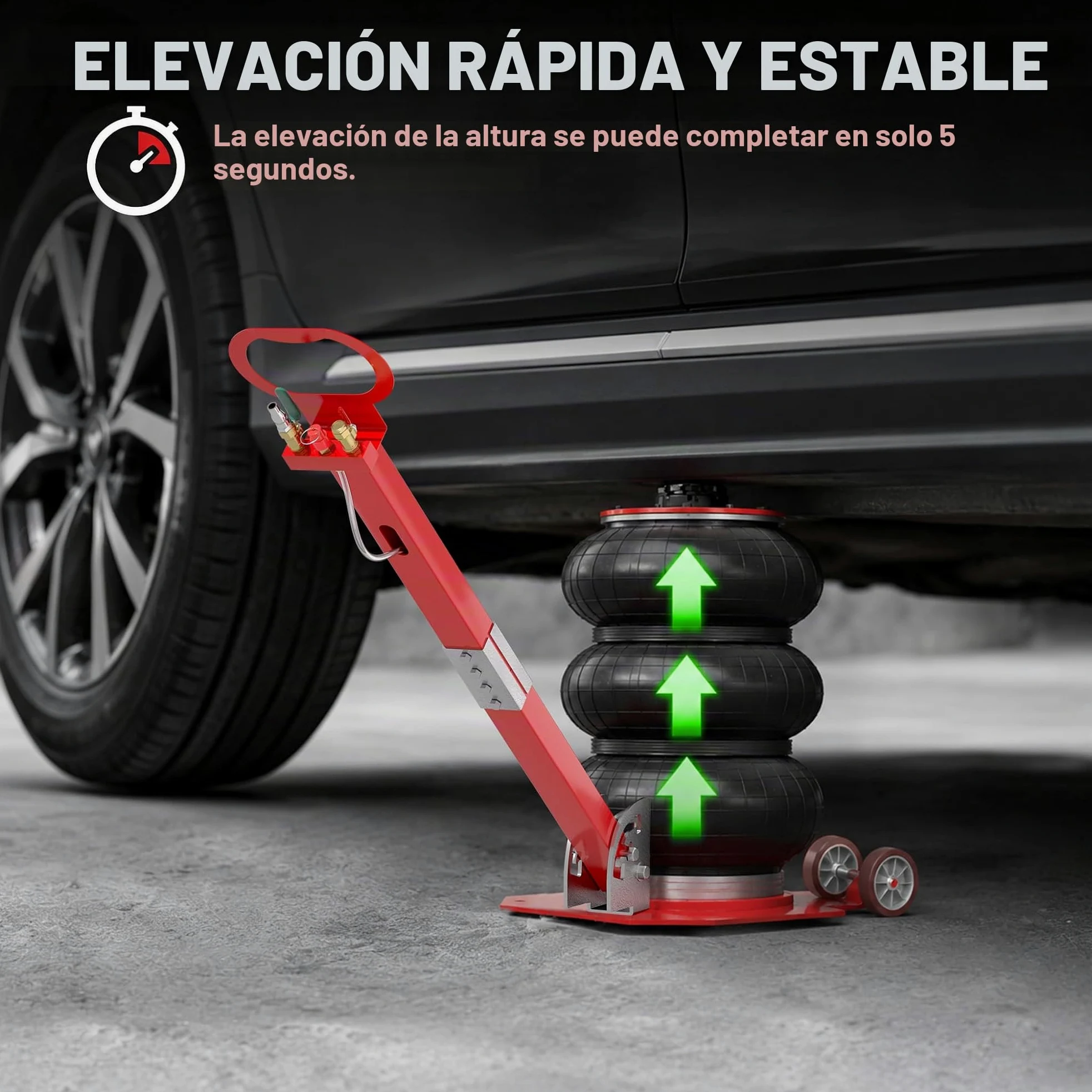Froadp Gato Neumático de Aire Gato de Aire 3T 6600 libras con Mango Ajustable Caballete Cojín de Aire Gatos de Reparación de Automóviles y Gatos de Suelo para Coches y Todoterrenos (Rojo)