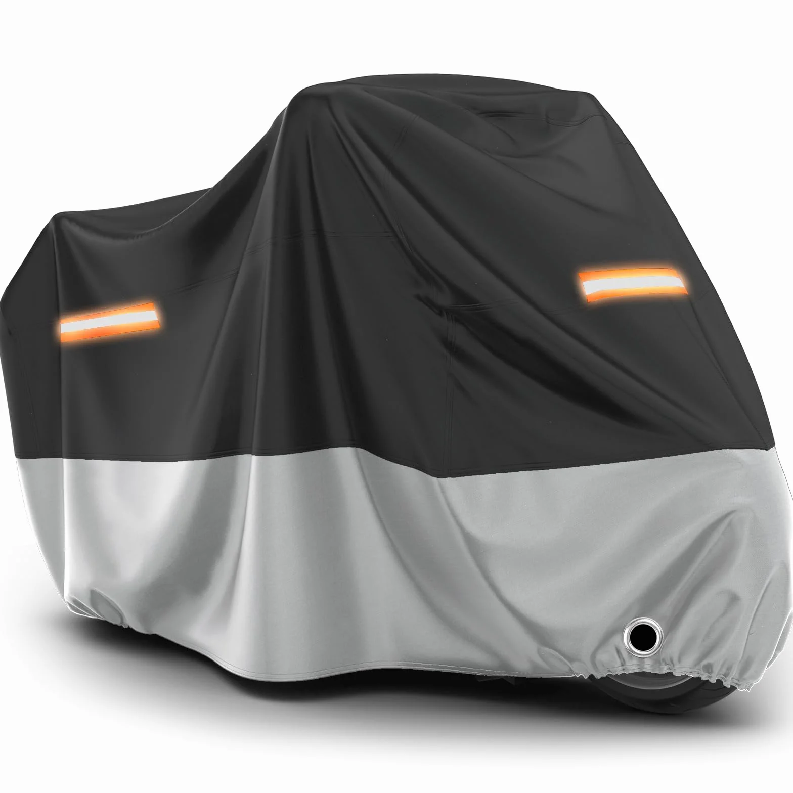 Favoto Funda para Moto Cubierta de Moto Oxford Impermeable Protectora a Prueba de Sol Lluvia Polvo Viento Nieve Excremento de Pájaro al Aire Libre, 245x105x125cm Negro+Plata