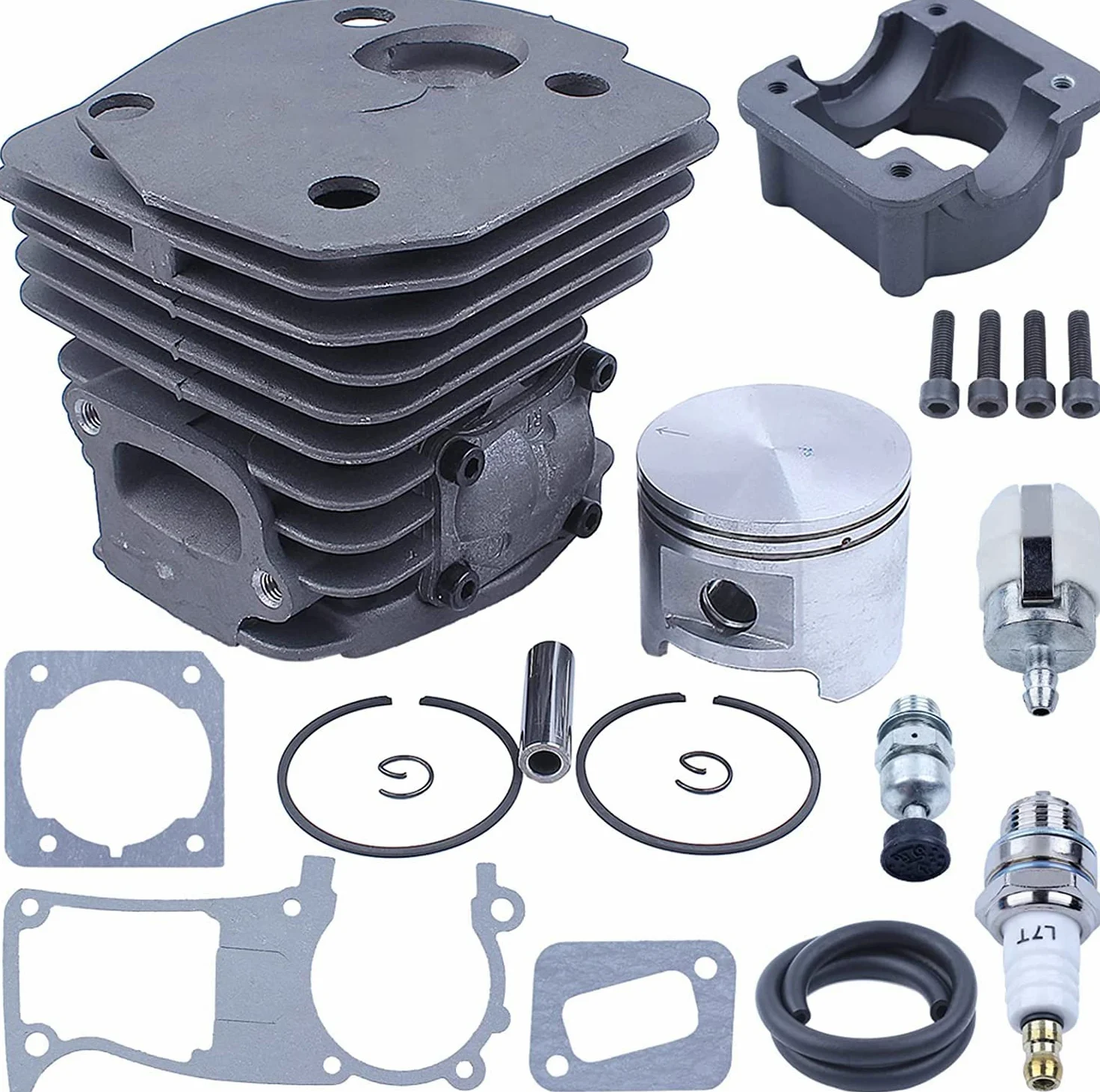 Junta de cárter Motor Cilindro 45 mm, Filtro línea Combustible, Adecuado para motosierras Gasolina 2 Tiempos 353, 351, 350 y 346XP