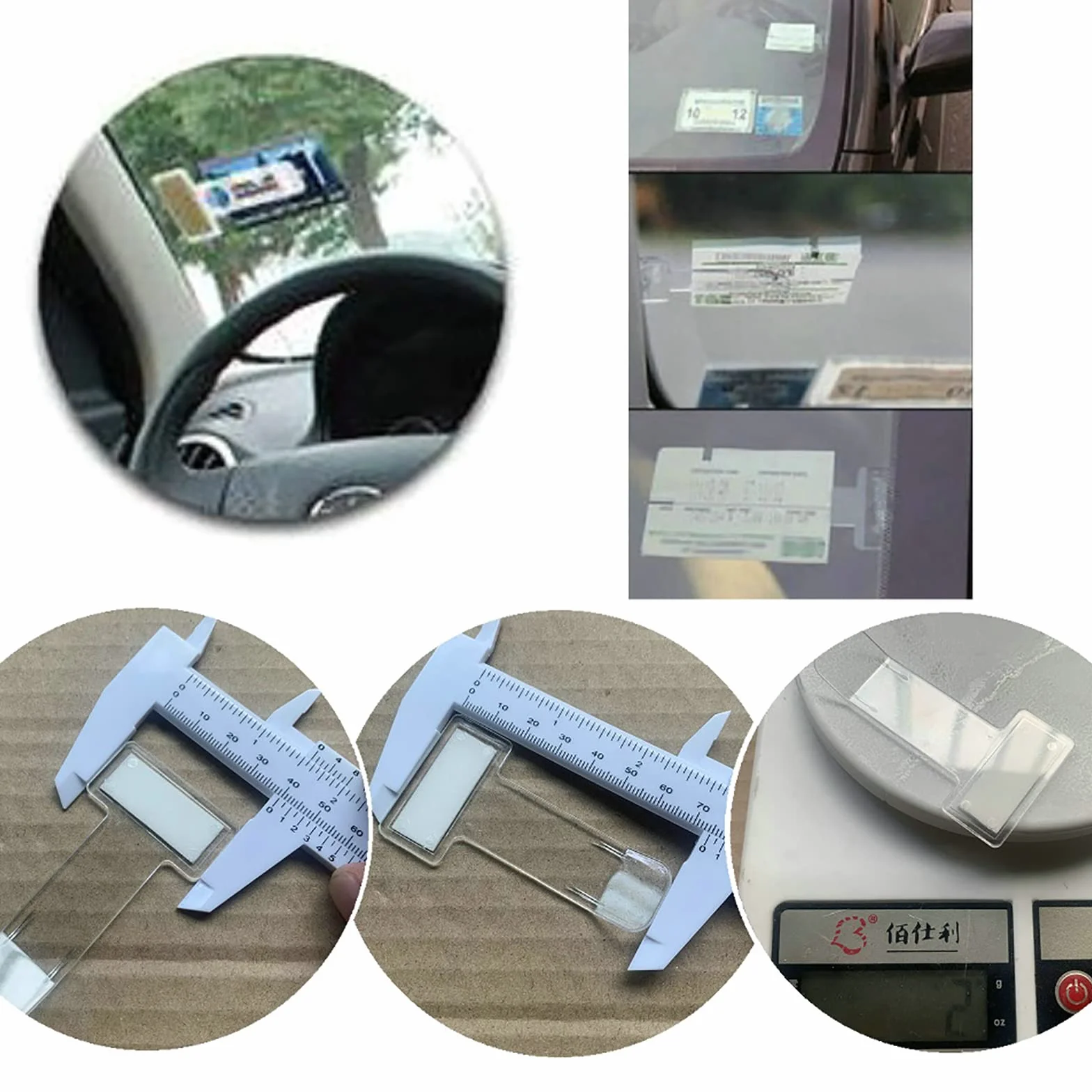 6 Pcs Soporte para tique de Aparcamiento, Clip para boletos Autoadhesivo para Permiso de Parabrisas de estacionamiento,Pinza Transparente Ticket Coche Soporte para Camiones y caravanas