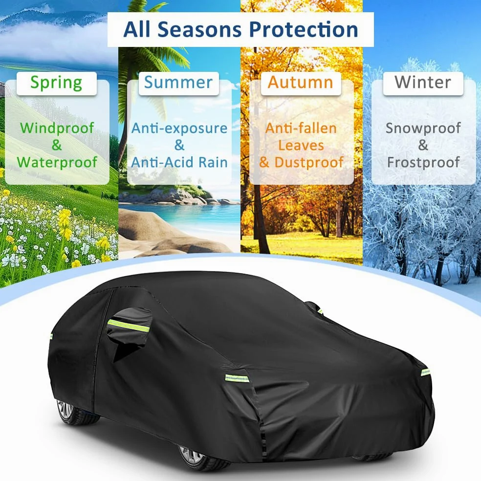 Sailnovo Funda Coche Exterior para automóvil 7 Capas Funda para Coche para Toyota al Aire Libre protección UV con Cremallera Ajuste Universal(530 * 198 * 120cm)