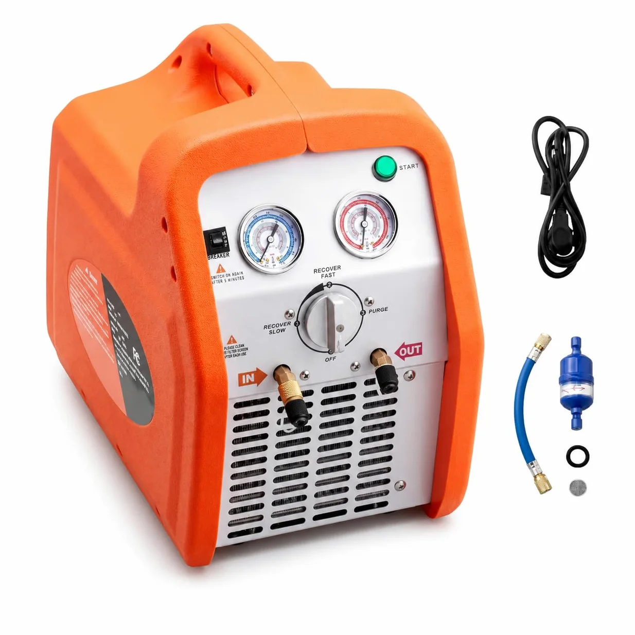 Máquina de recuperación de refrigerante 220-240 V, unidad de recuperación de CA portátil para HVAC automotriz, extracción de vapor y líquidos, diseño eficiente y compacto