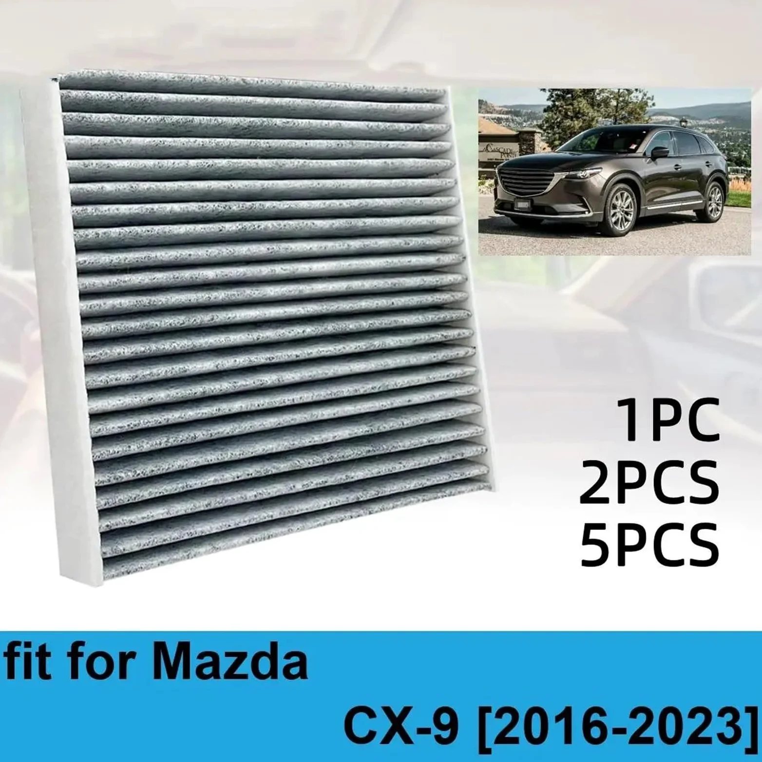 Filtro de aire de cabina de coche, polen, gases de escape, reemplazo de accesorios, apto para Mazda CX-9 2016-2023 CF12157 871390E040 Filtro de habitáculo