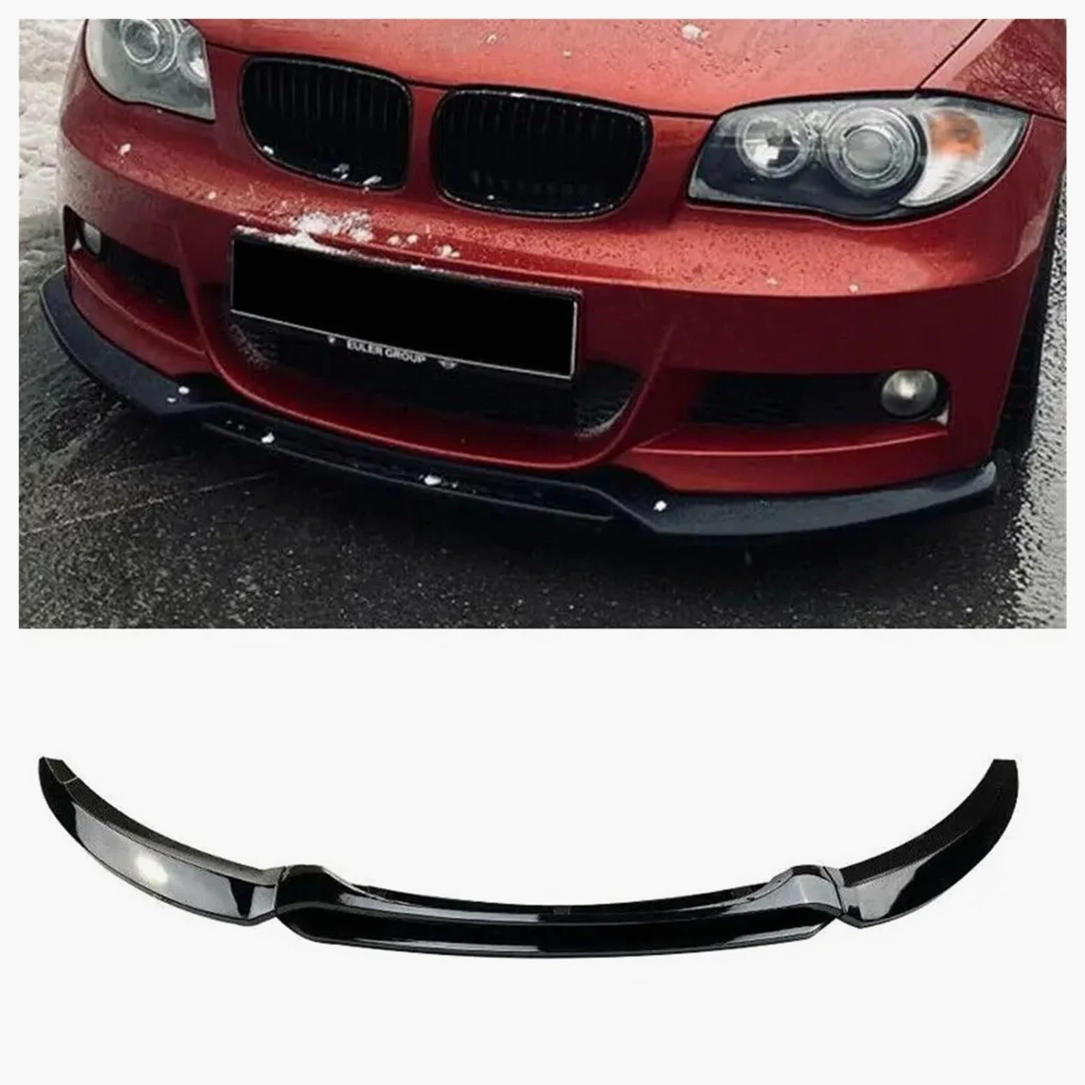Coche Alerón Delantero para BMW para Serie 1 E82 E88 2008-2013 Kit Carrocería Labio Divisor Parachoques Delantero 4 Piezas Alerón Canard Difusor