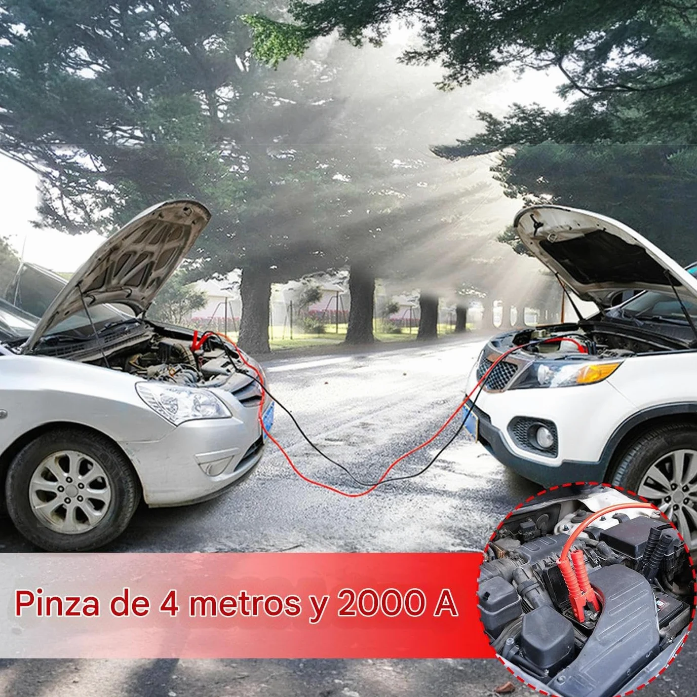 Cables De Arranque Reforzados Cable portátil rápido de 2000 A, 3 m/4 m | Cables De Arranque Para Batería De Coche Motocicleta Cortacésped Bicicleta Eléctrica
