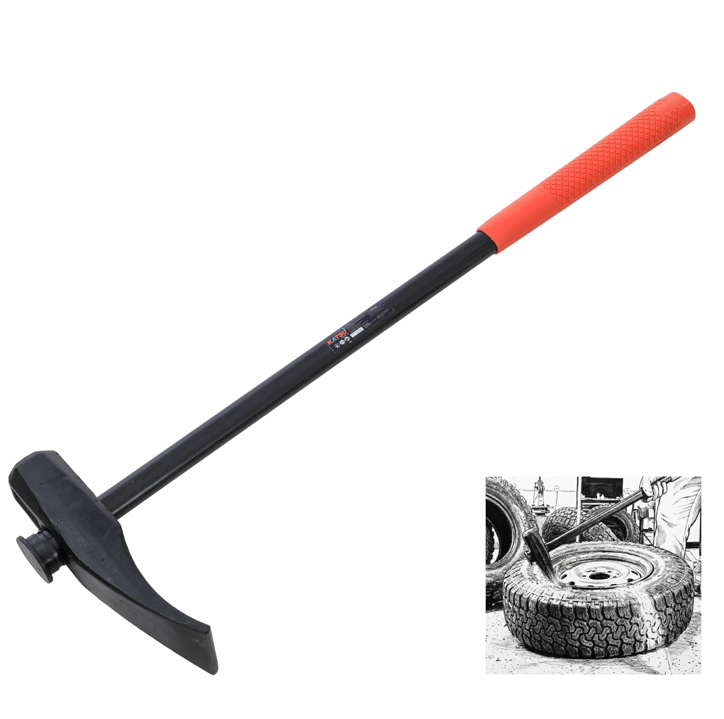 KATSU Tools Martillo para Neumáticos Destalonador Manual de 32" – Desmontaje y Cambio de Ruedas para Coches, SUVs y Camiones Ligeros, Modelo 451338