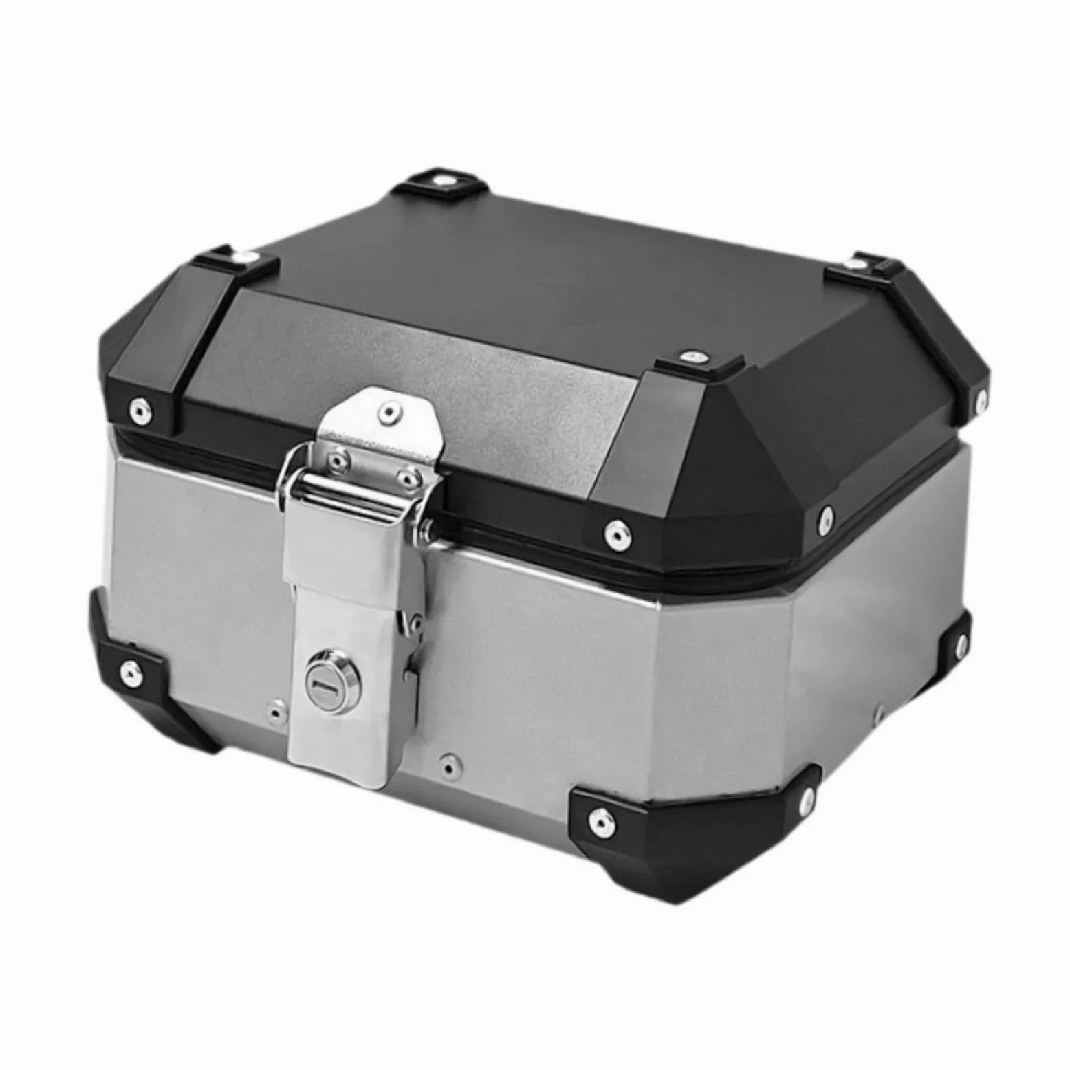 Baúl de Motocicleta Maleta Trasera Aluminio Bloqueo Fácil Montaje Adecuado para Rutas Largas Viajes en Carretera Transporte de, Plata