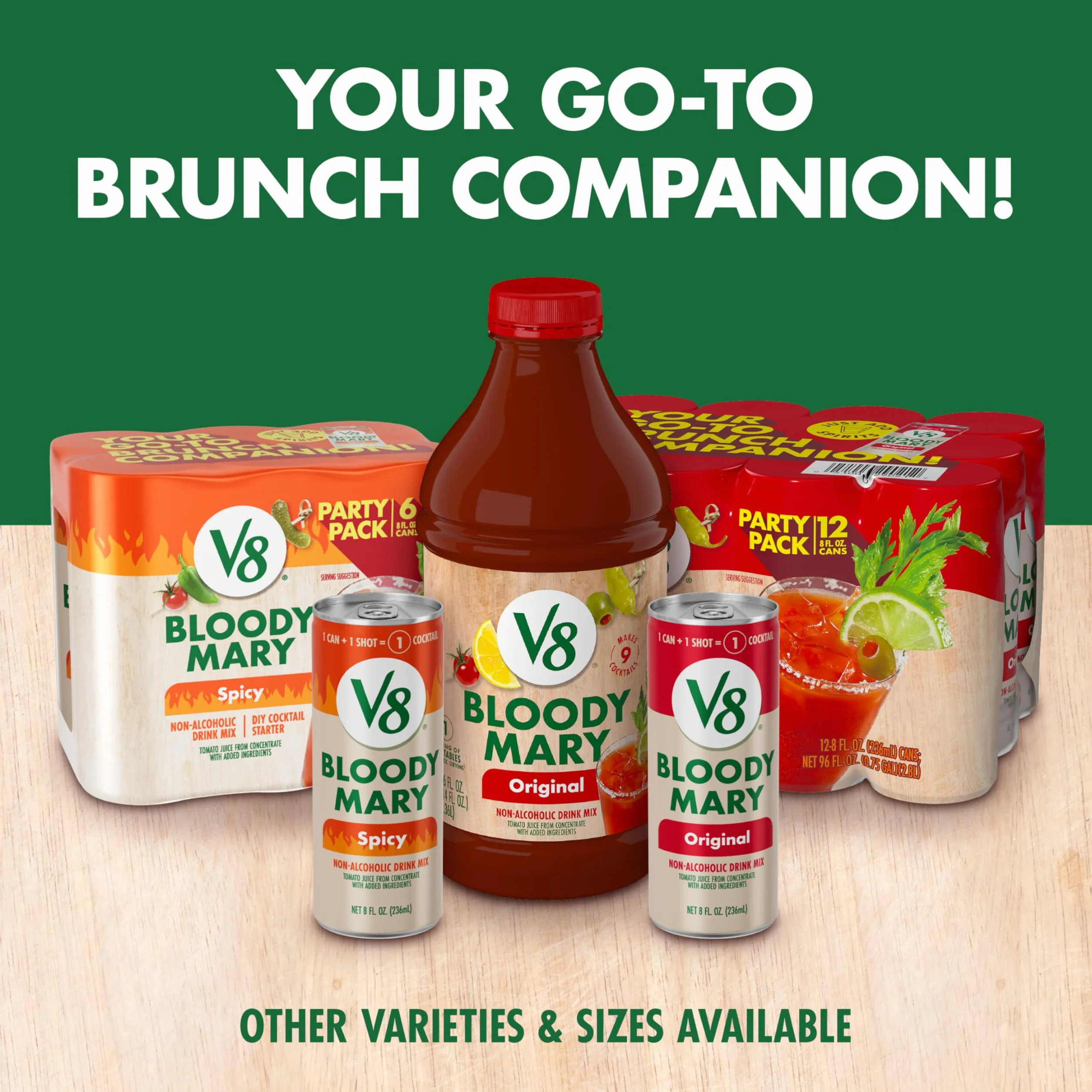 V8 Bloody Mary Mix, jugo de verduras para cócteles, botella 46 oz