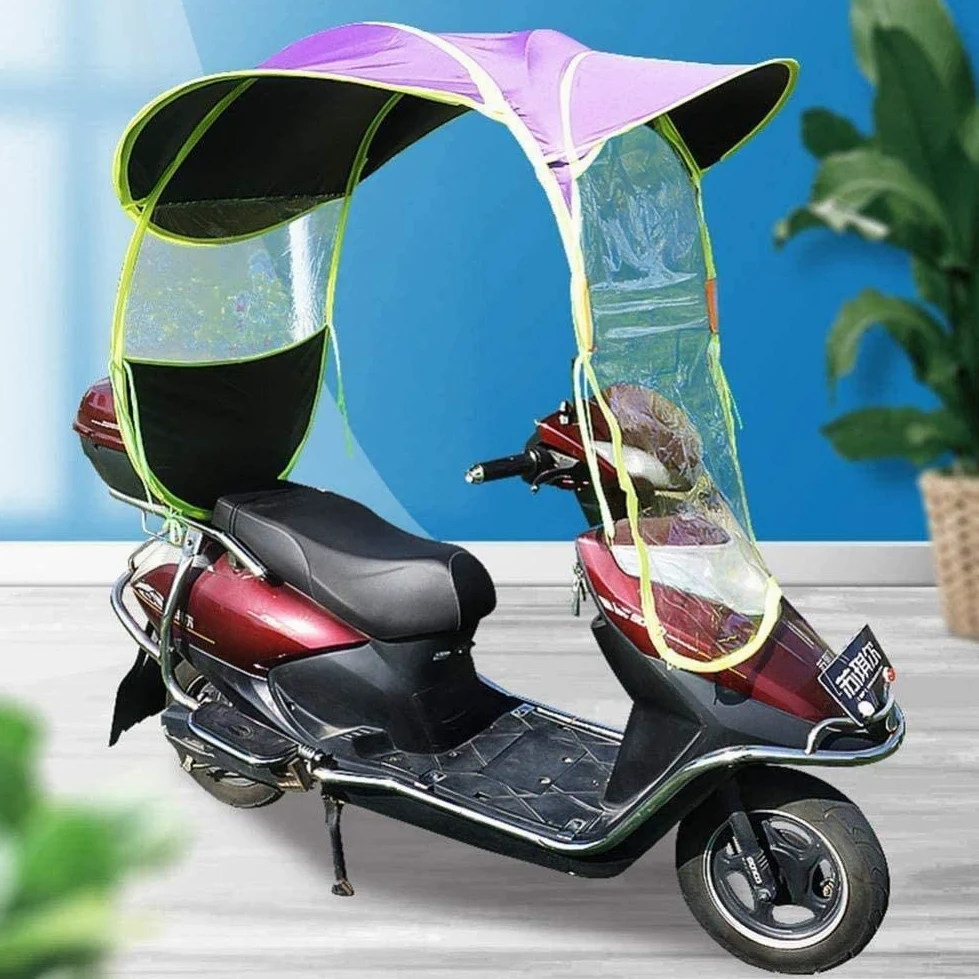 Parasol Impermeable para Motocicleta eléctrica, Parasol Totalmente Cerrado para Scooter, para Movilidad, Protector Solar y Cortina Transparente Universal para Lluvia