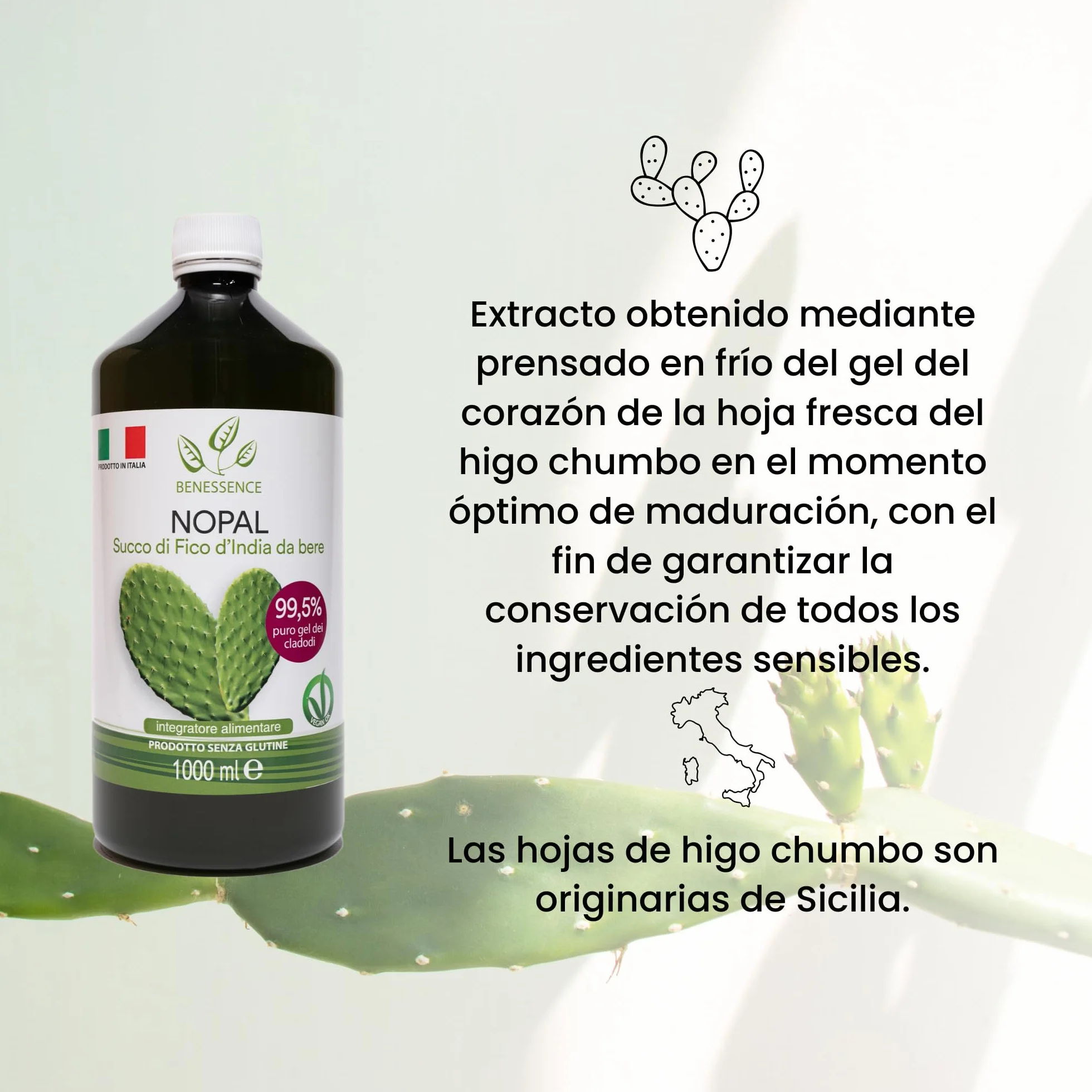 Benessence Nopal Zumo de higo chumbo 99,5% 1L