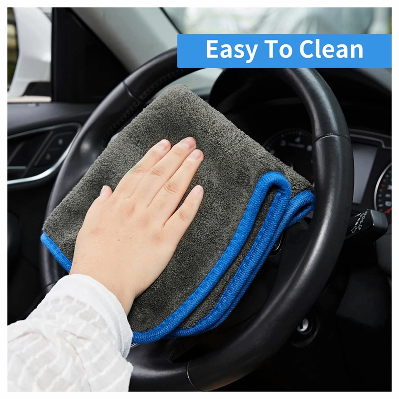 Toalla de microfibra ultragruesa Toallas de secado de automóviles Detallado de automóviles Limpieza Pulido Microfibra Paño de lavado de automóviles Accesorios (Color : 3 pack(blue)) (1 Pack(blue) )