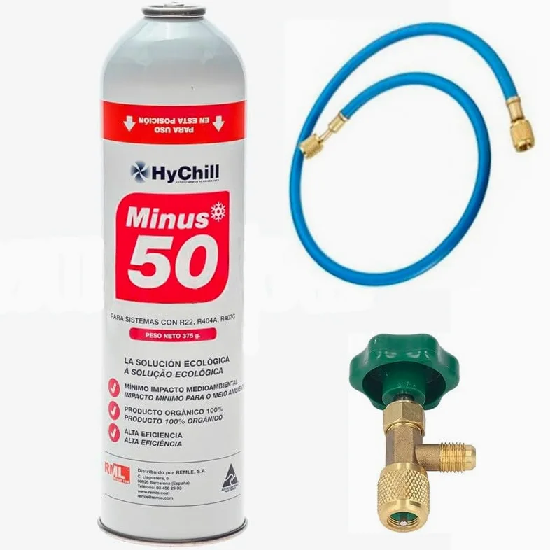 Botella Gas Minus 50 375Gr Valvula Manguera Sustituto R22 R404a R407C R502