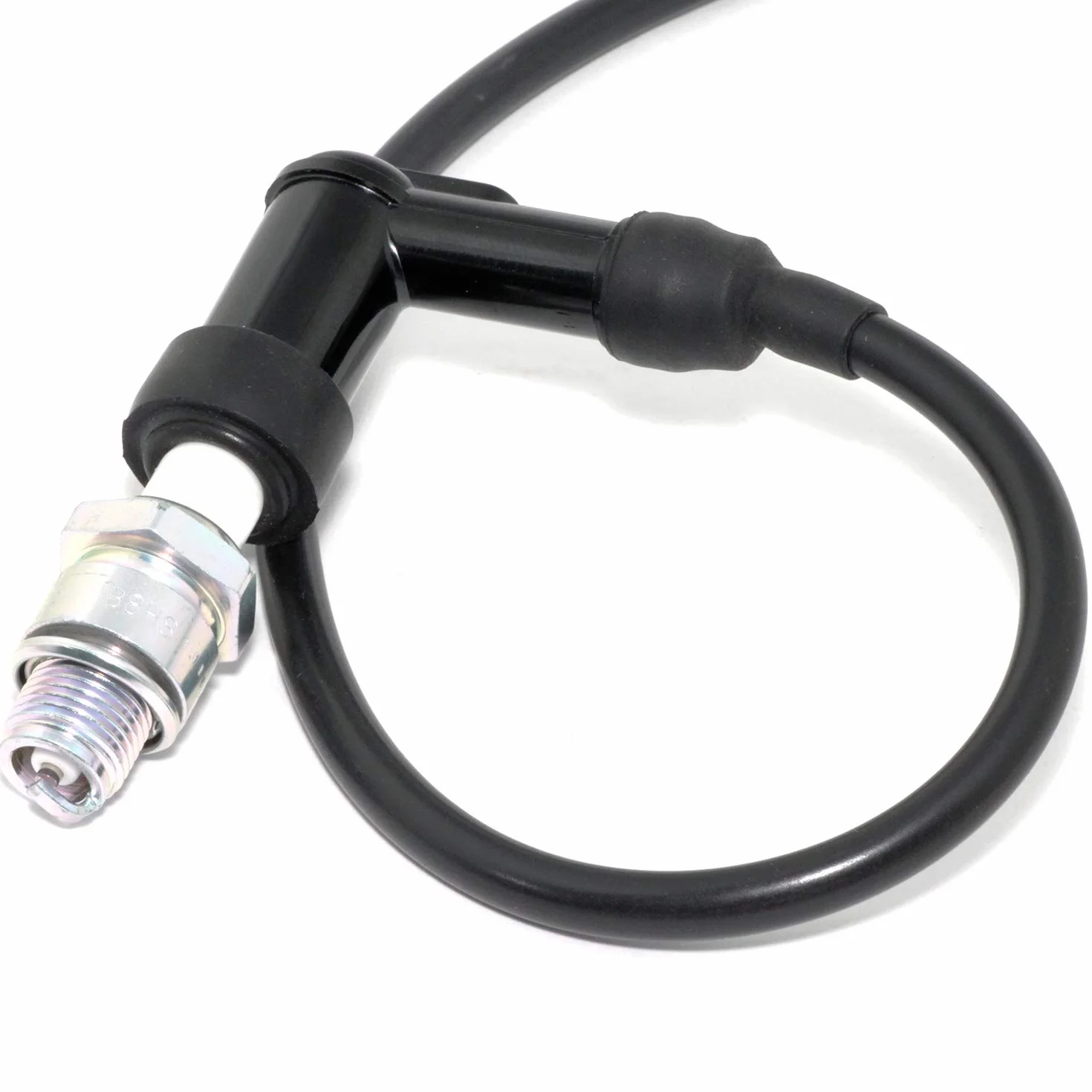 Easyboost Pipa De Bujia Cable Negro 50cm de Bujía Alta Tensión Silicona Resistente para Scooter Aerox Jog-R Moto AM6 Derbi Rieju TZR Beta XP6 RS Bw’s Cortacésped Desbrozadora Sierra Cadena