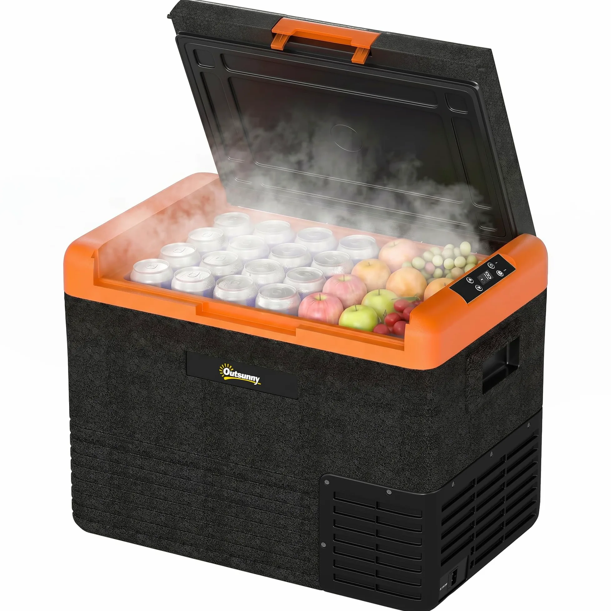 Outsunny Nevera Portátil Eléctrica 40L Refrigerador de Coche 12V/24/240V hasta -20℃ Mini Frigorífico con Compresor Pantalla LED Táctil para Hogar Camping Viajes Automóvil Barco 58,7x36,5x43,8 cm Negro