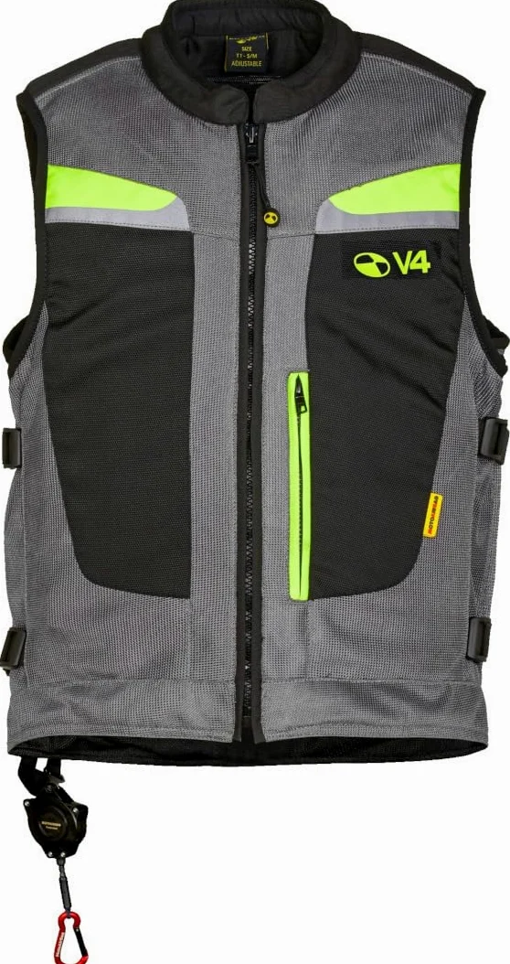 MAB v4 Gilet airbag, nero/grigio/neon, L/XL
