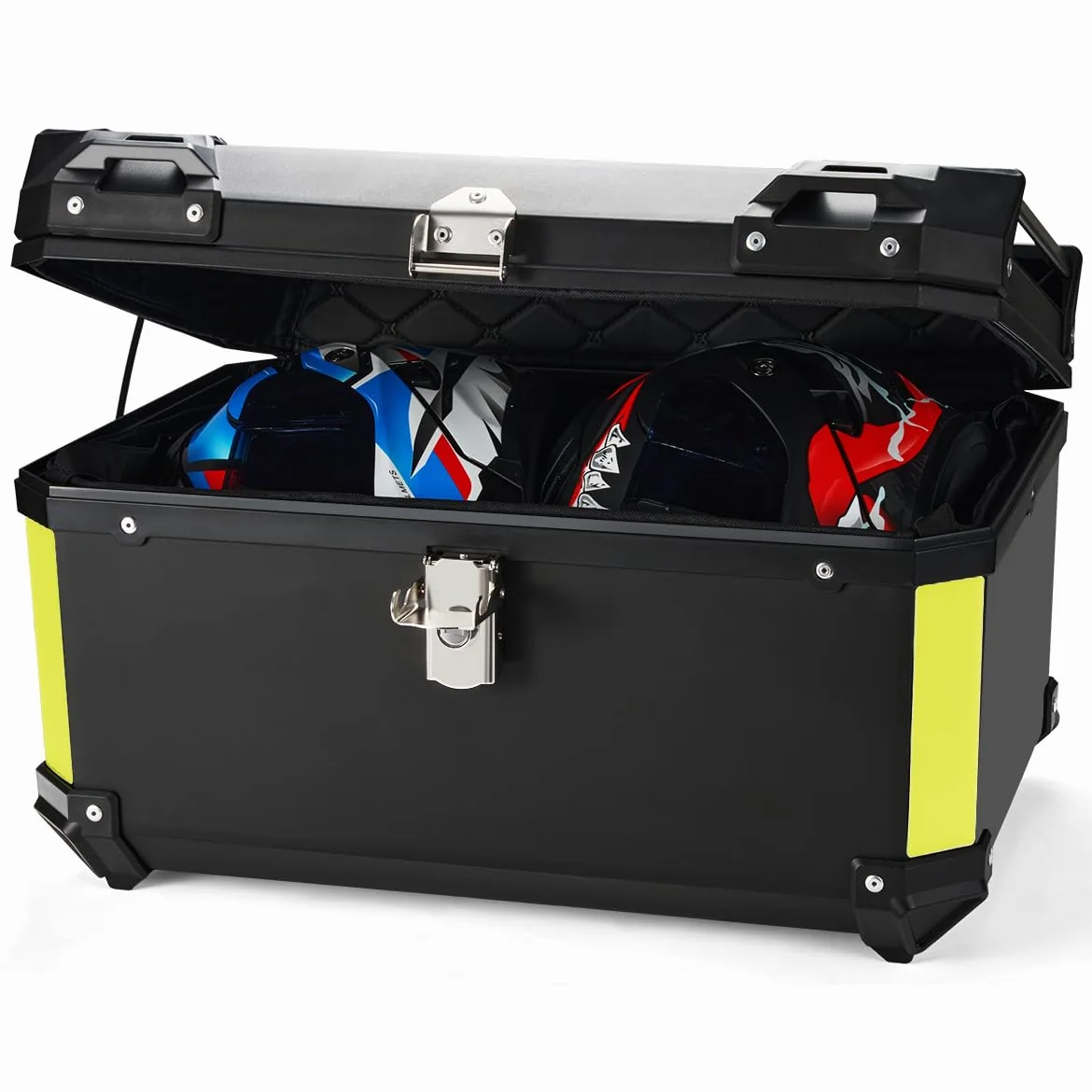 MOCOERL Maleta Moto Topcase Negra 60L Plástico ABS Impermeable Portaequipajes Caja Moto Soporte Universal 2 Cascos