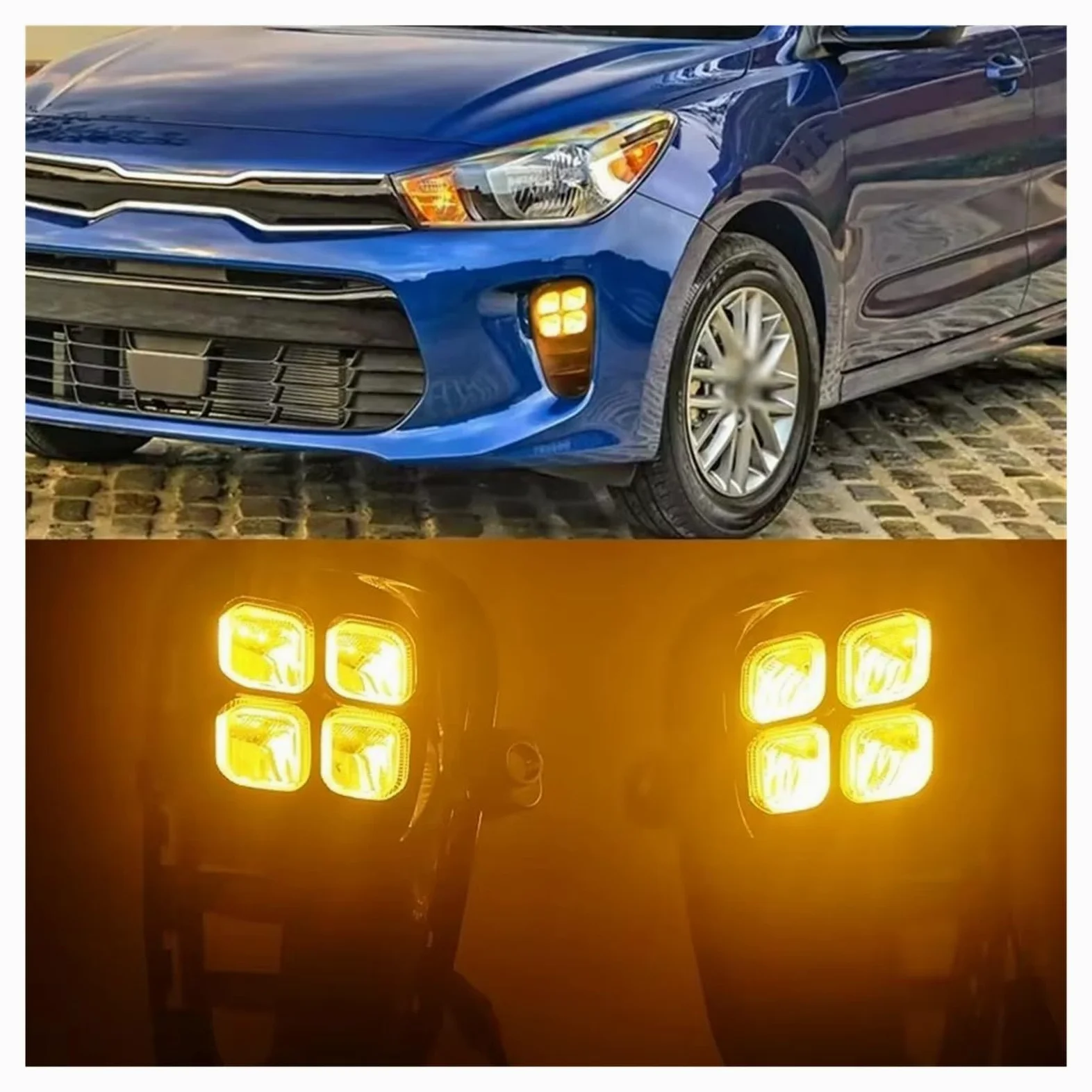 Genérico Para Kia Para Rio 2017-2020 Luces Diurnas LED DRL Intermitentes Faros Antiniebla Delanteros Blanco/amarillo Faros Antiniebla