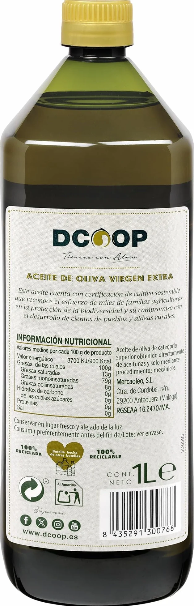 Aceite de Oliva Virgen Extra DCOOP 1 Litro Botella PET
