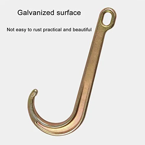 Gancho en J resistente para cadena de remolque, gancho de recuperación galvanizado 4T con vástago largo, eslabón de seguridad de acero de grado industrial para remolque automático y rescate de