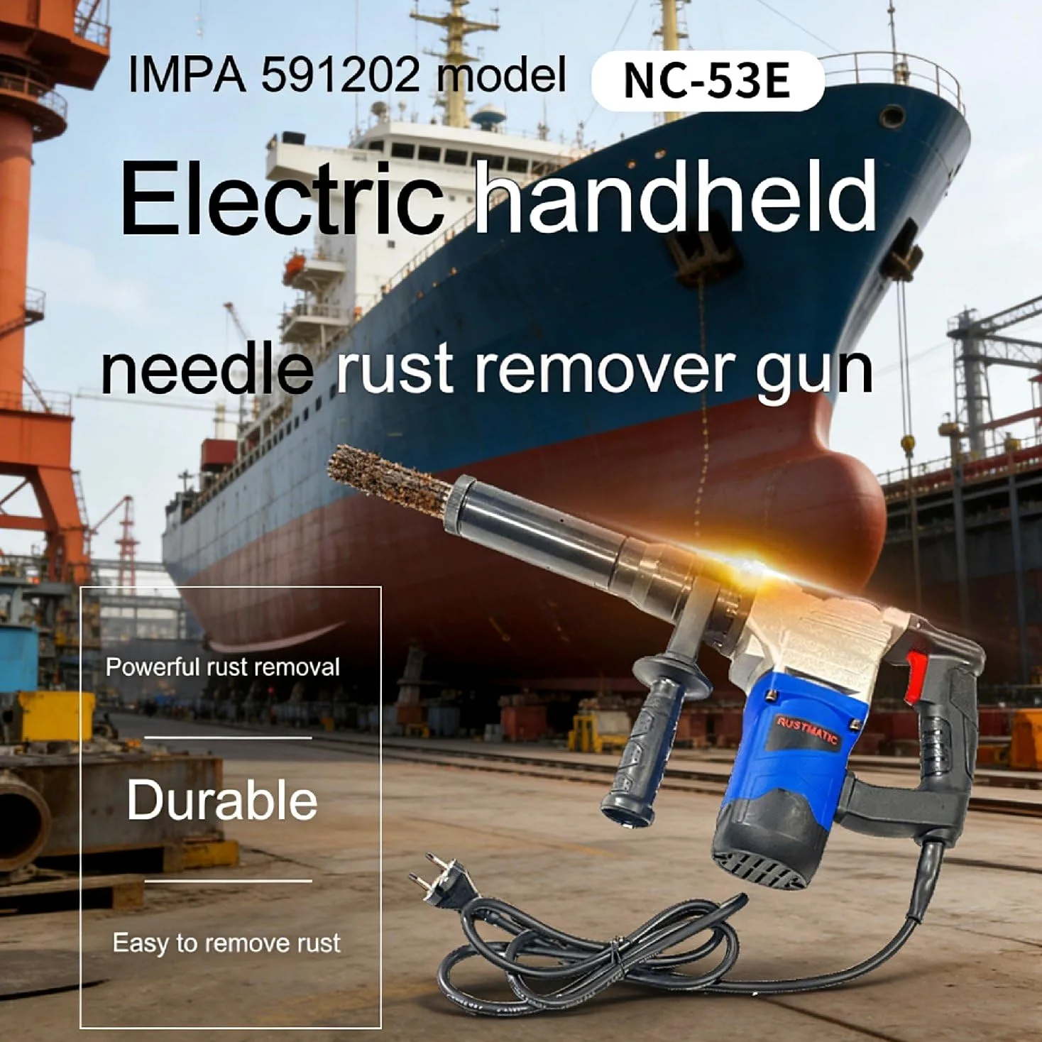 Desincrustador eléctrico de Agujas, removedor de óxido portátil de 1100 W, Herramienta de eliminación de Pintura de Alta Resistencia con 23 Agujas, para automóviles, Barcos y Cubiertas.