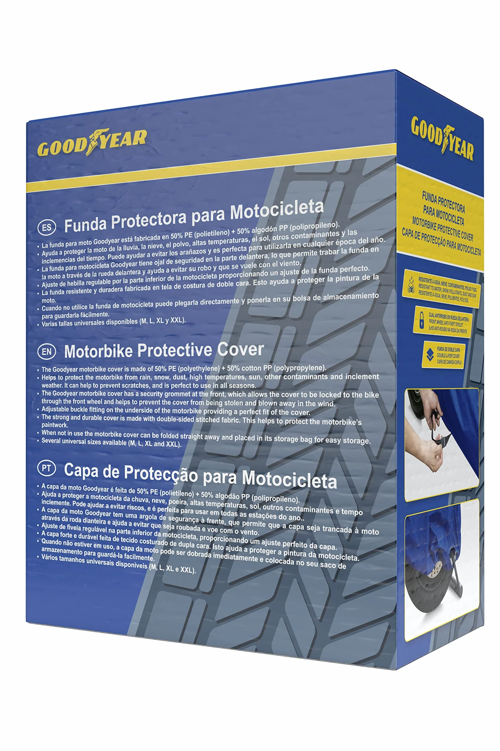 Goodyear Funda Protectora para Moto Talla L Doble Capa con Ojal de Seguridad