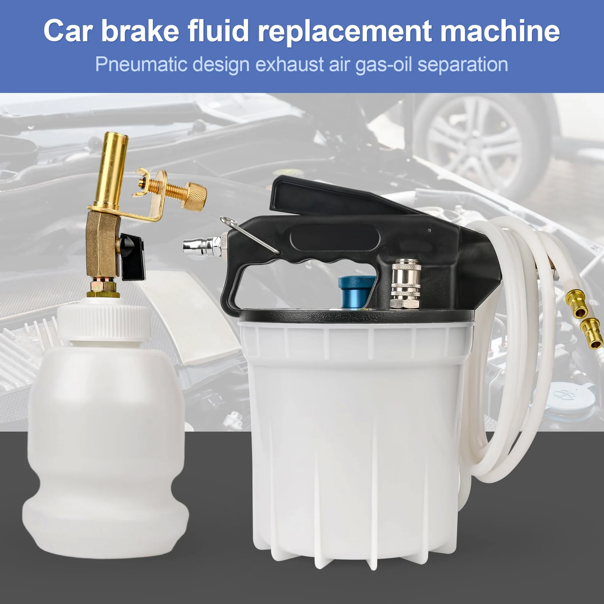 Kit de purgador de frenos al vacío de 2 litros con extractor de líquido de frenos de 2 L y botella de recarga de 1 L, juego de herramientas neumáticas para coche, coche, camión, EE. UU