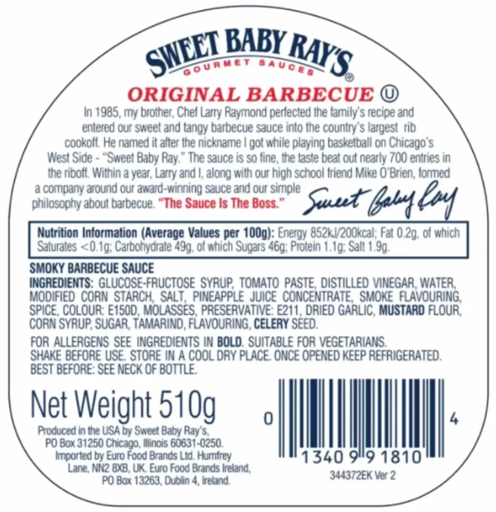 Sweet Baby Ray's Original BBQ Sauce Gourmet 2 x 510 g