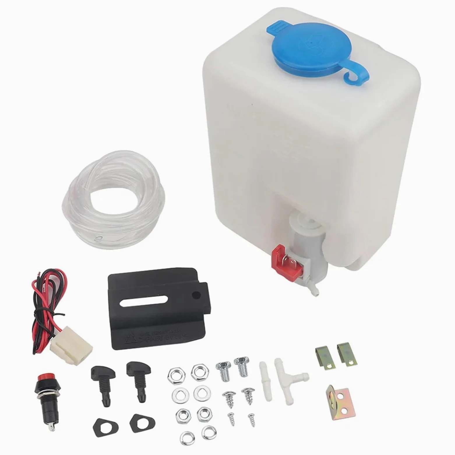 boquilla limpiaparabrisas Kit universal de botella de lavaparabrisas para coche de 1,5 l, bomba de lavaparabrisas de 12 V, depósito de líquido, boquilla y pulverizador.