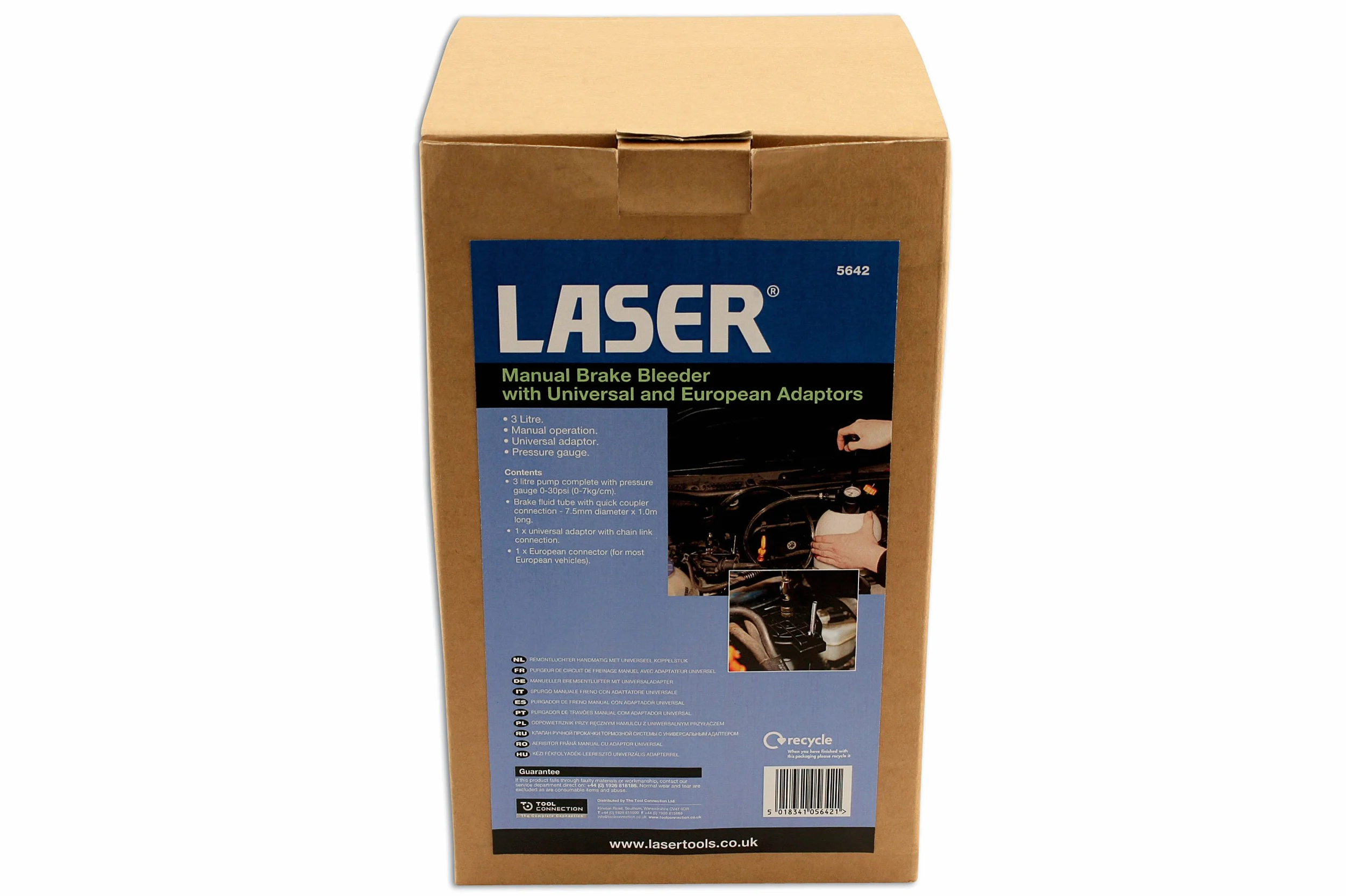Laser 5642 Manual Brake Bleeder with Universal Adaptor