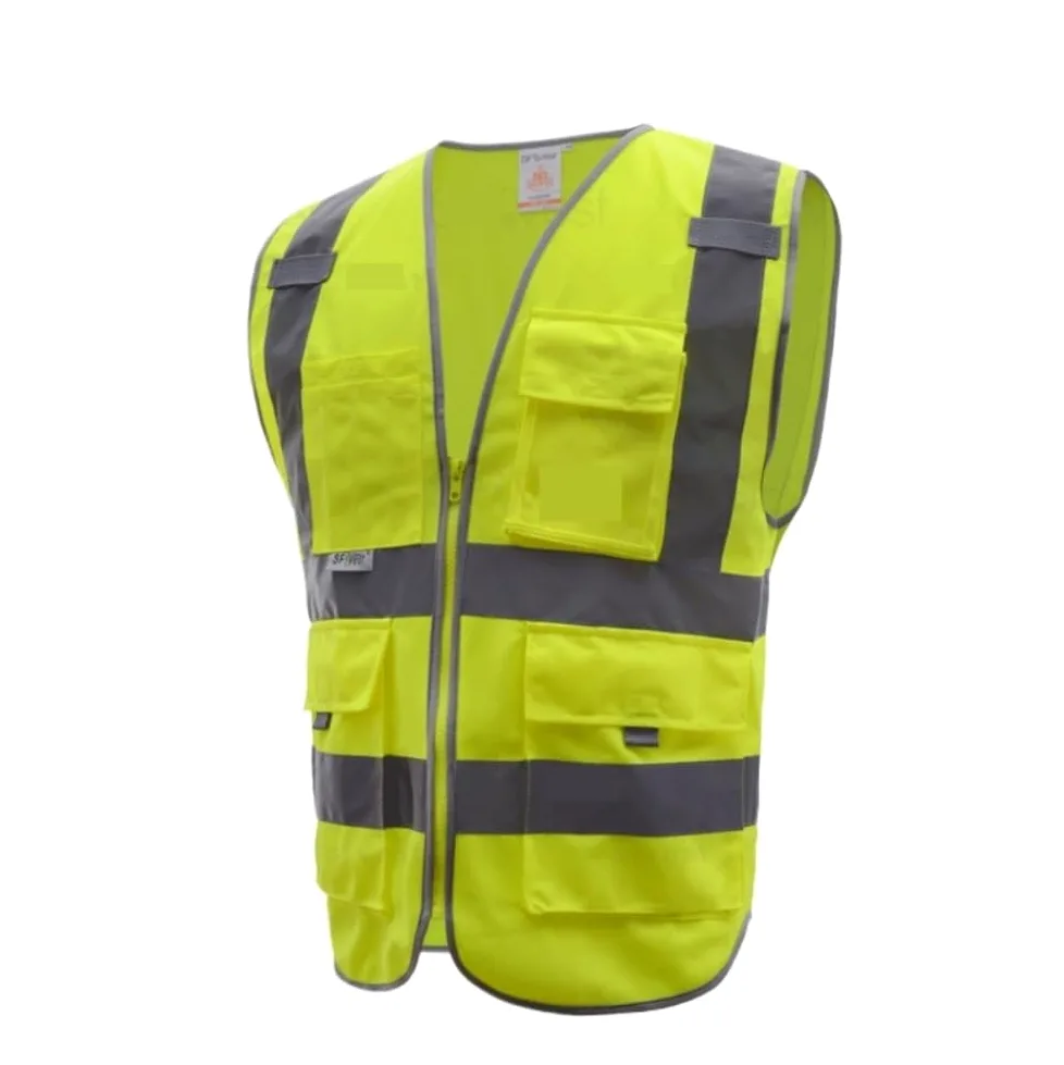 Chaleco de Trabajo de Alta Visibilidad, Chaleco Reflectante for tráfico de construcción Multicolor M a XXL(Yellow,XXL)