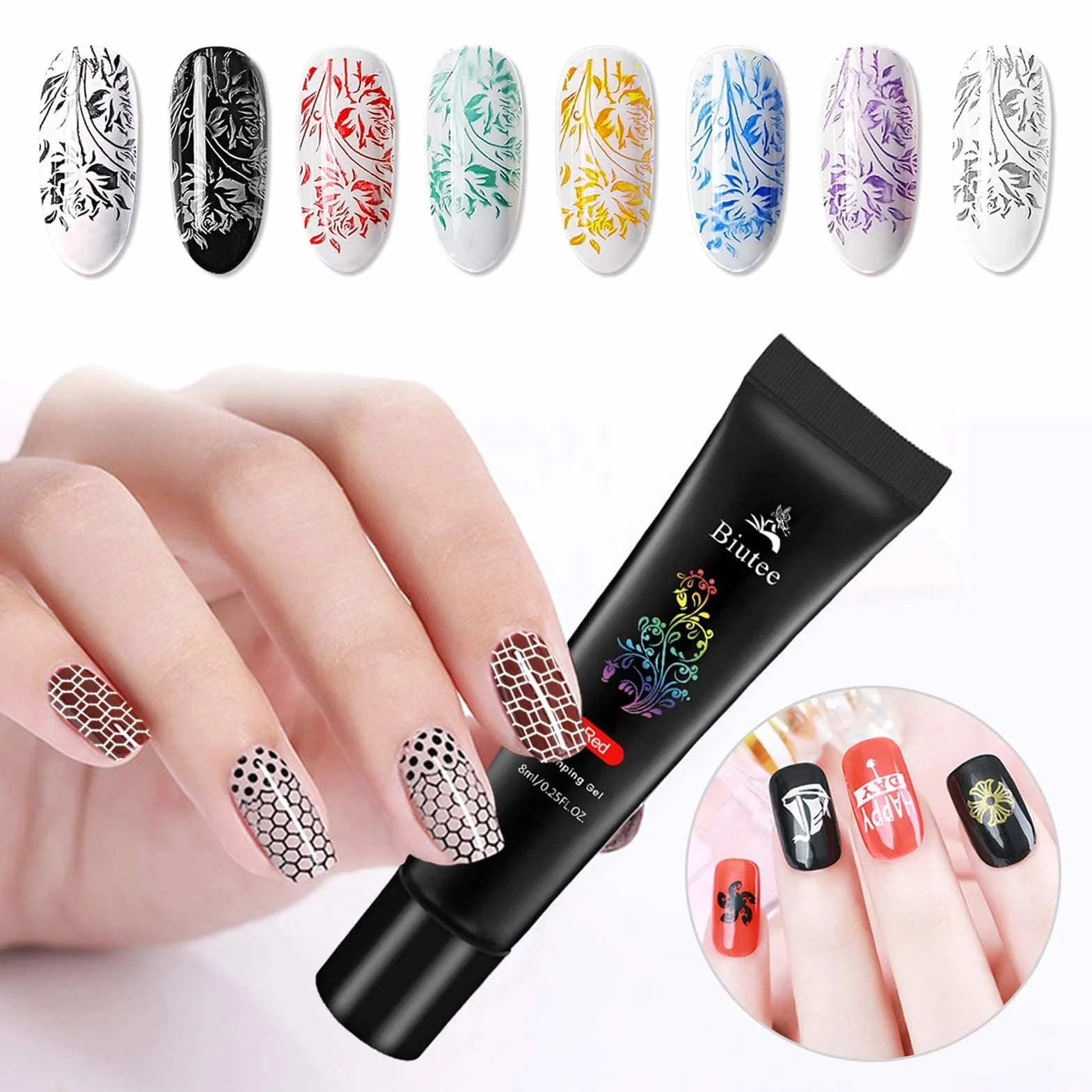 Nail Stamping Set 8 Colores 8ml Placas Estampacion Uñas Stamping Gel Polish DIY