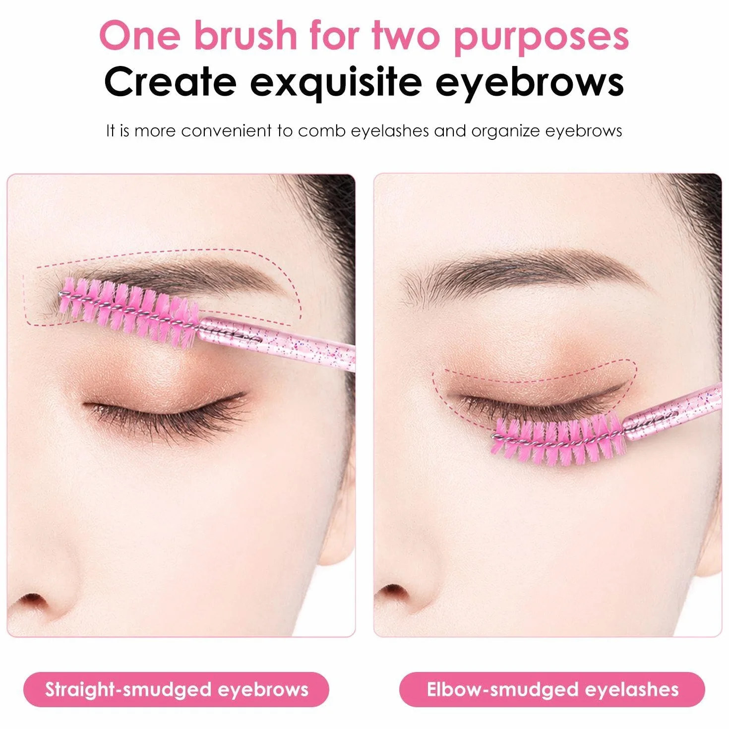 Cepillos Para Pestañas Y Cejas 100 Piezas Mango De Cristal En Espiral Rosa Verde