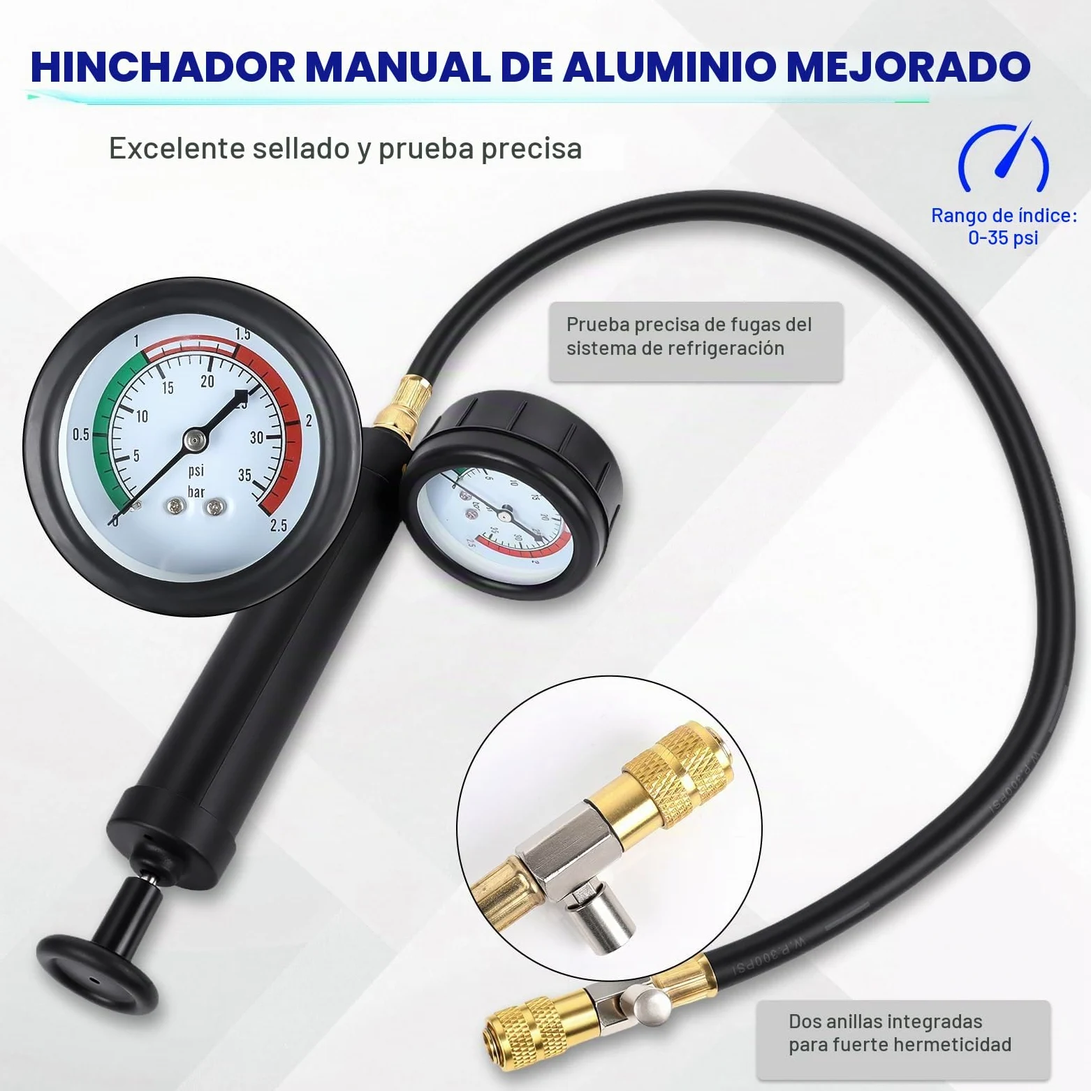 OiLiehu Kit de Probador de Presión de Refrigerante 28 Piezas, con Herramienta de Purga y Llenado, 17 Adaptadores Metálicos para Coches, Color Rojo