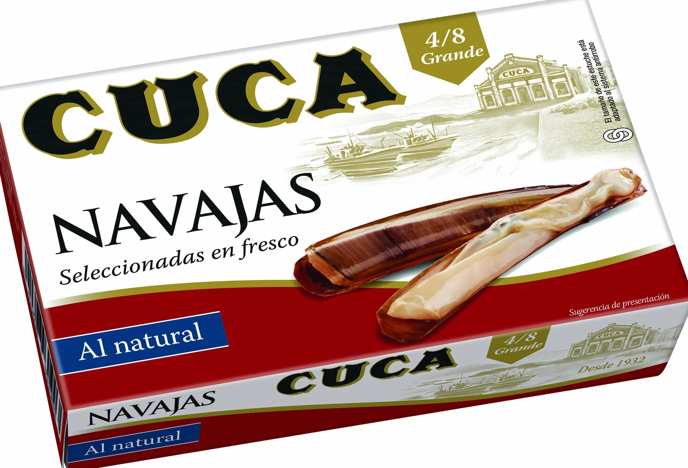 Navajas Cuca al natural 4/8 piezas grande pack 5 latas 120gr