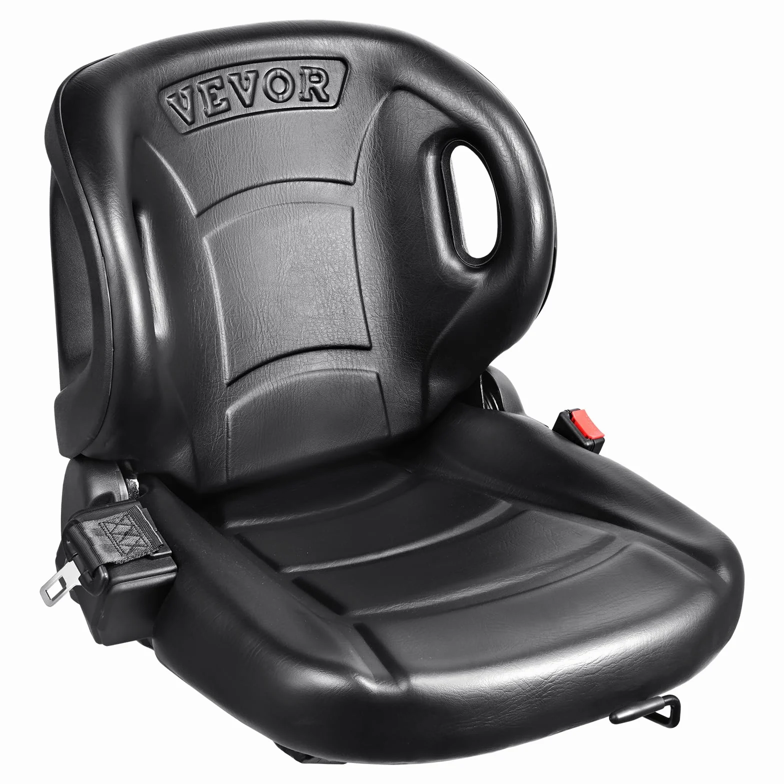VEVOR Asiento universal para carretilla elevadora, asiento de tractor con respaldo de ángulo ajustable, microinterruptor y cinturón de seguridad, asiento envolvente para carretilla elevadora para exca
