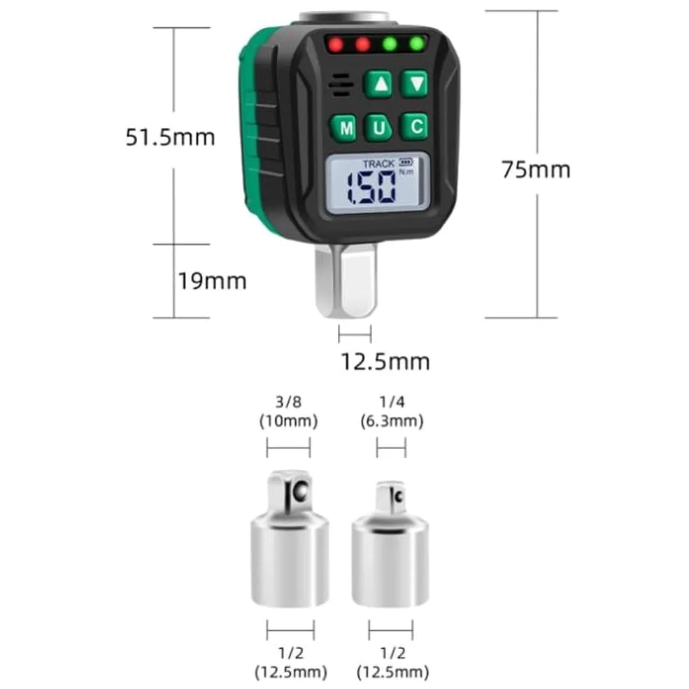 Probador de par digital para llaves dinamométricas con 6 modos preestablecidos, conmutación de cuatro unidades, alertas audibles y LED para evitar un apriete excesivo de 10 a 200 Nm