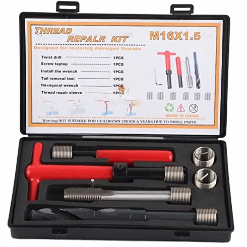 Juego Helicoidal de 16x1,5 Mm, M16x1,5, Insertos Roscados, 11 Uds., Kit de Reparación de Roscas, Llave de Taladro Trenzado de Acero Inoxidable, Herramienta de Inserción de Grifo