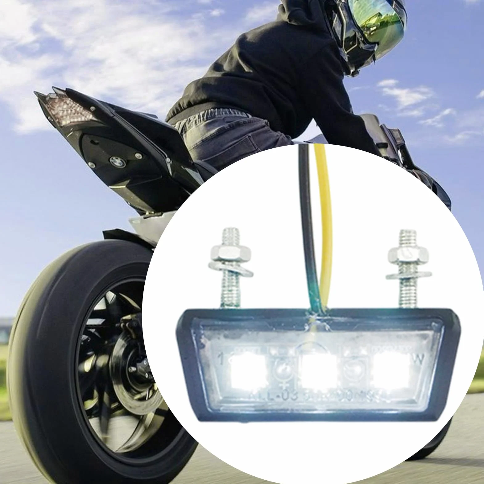 Luces LED para Motocicleta | Luz de Matrícula para Moto | Luz Trasera Desmontable Antivibraciones Impermeable Para Uso Urbano