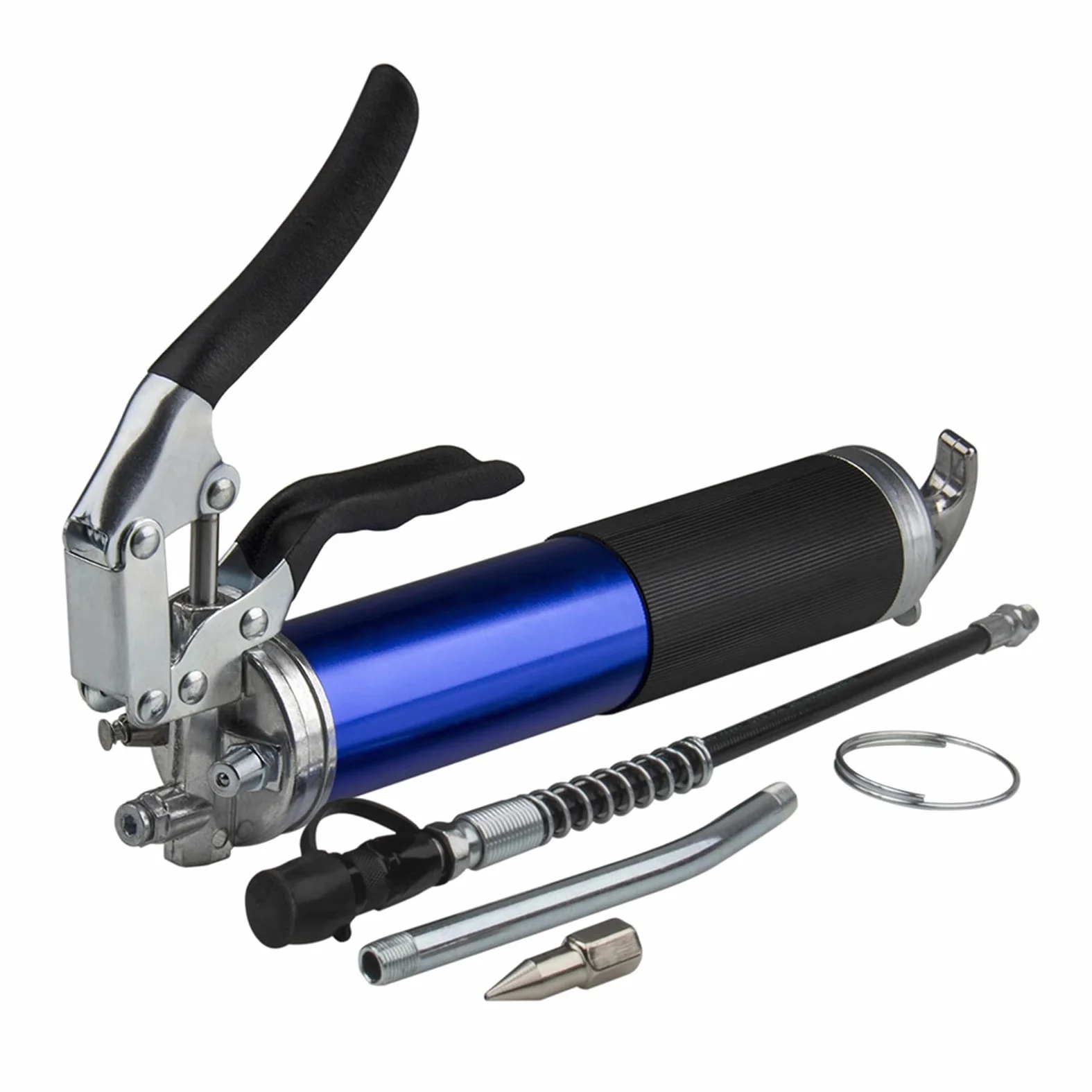 Pistola de engrase Máquina de Grasa con una Sola Mano de 400cc, Mango de Cartucho con Cartucho de Grasa Multifuncional Presión máxima 6000 PSI Fácil Almacenamiento y Transporte.