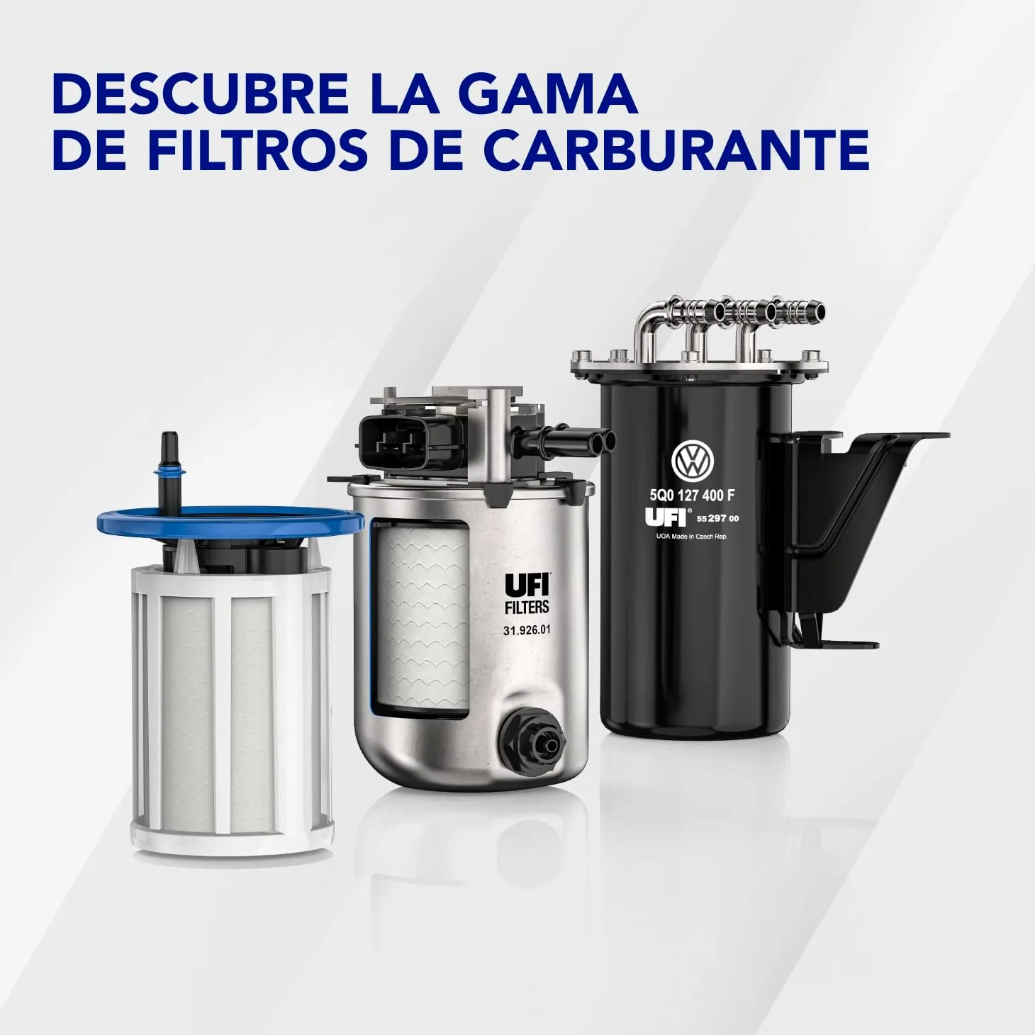 UFI Filters, Filtro Gasoil 55.147.00, Filtro de Combustible Diésel de Recambio, Apto para Coches, Apto para Modelos Citroen, Fiat y Peugeot