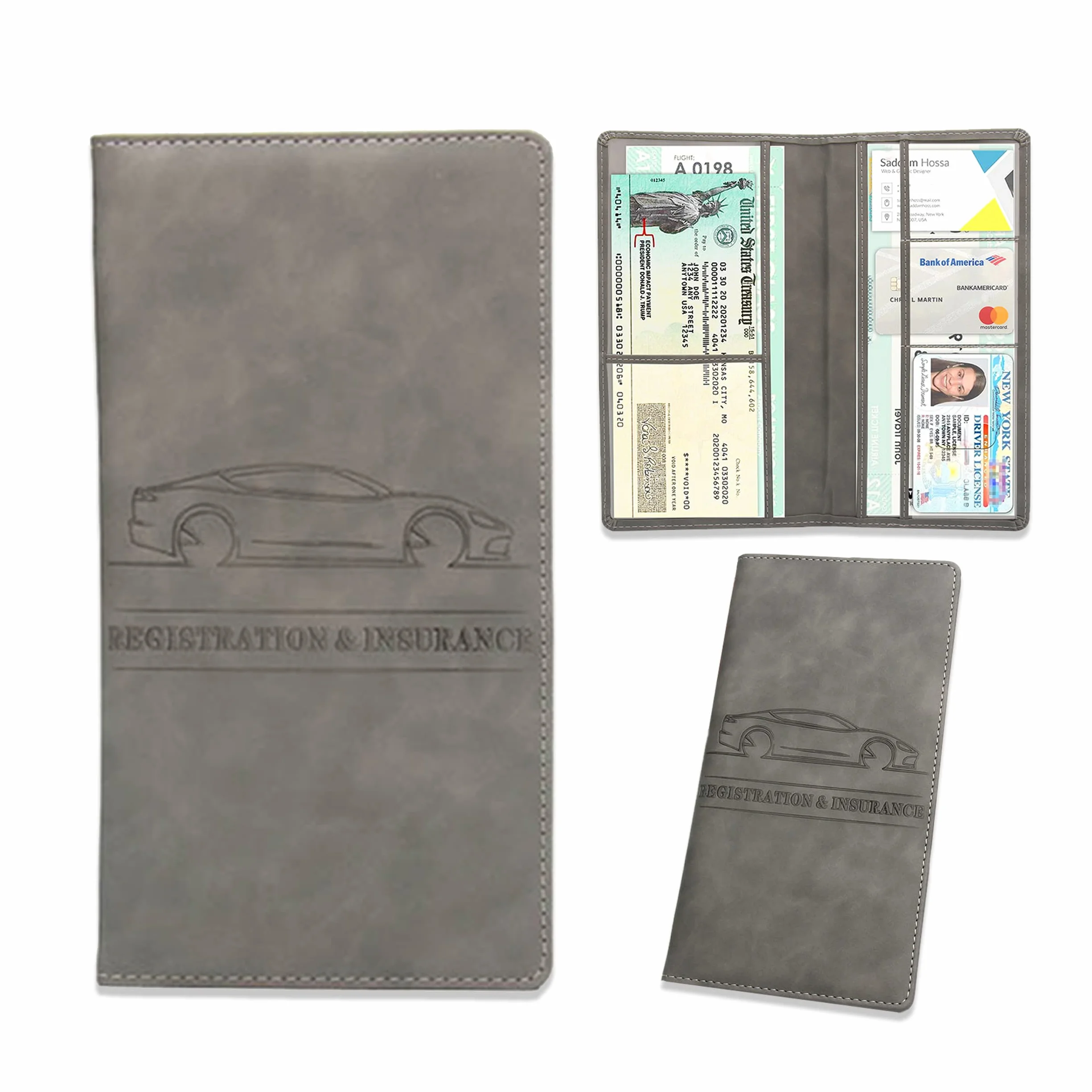 Cartera para Documentos Coche, Cartera Organizadora De Guantera De Cuero PU, Carpeta Documentos Coche Porta Documentos para Viaje Accesorios de Coche para Tarjetas Licencia de Conducir