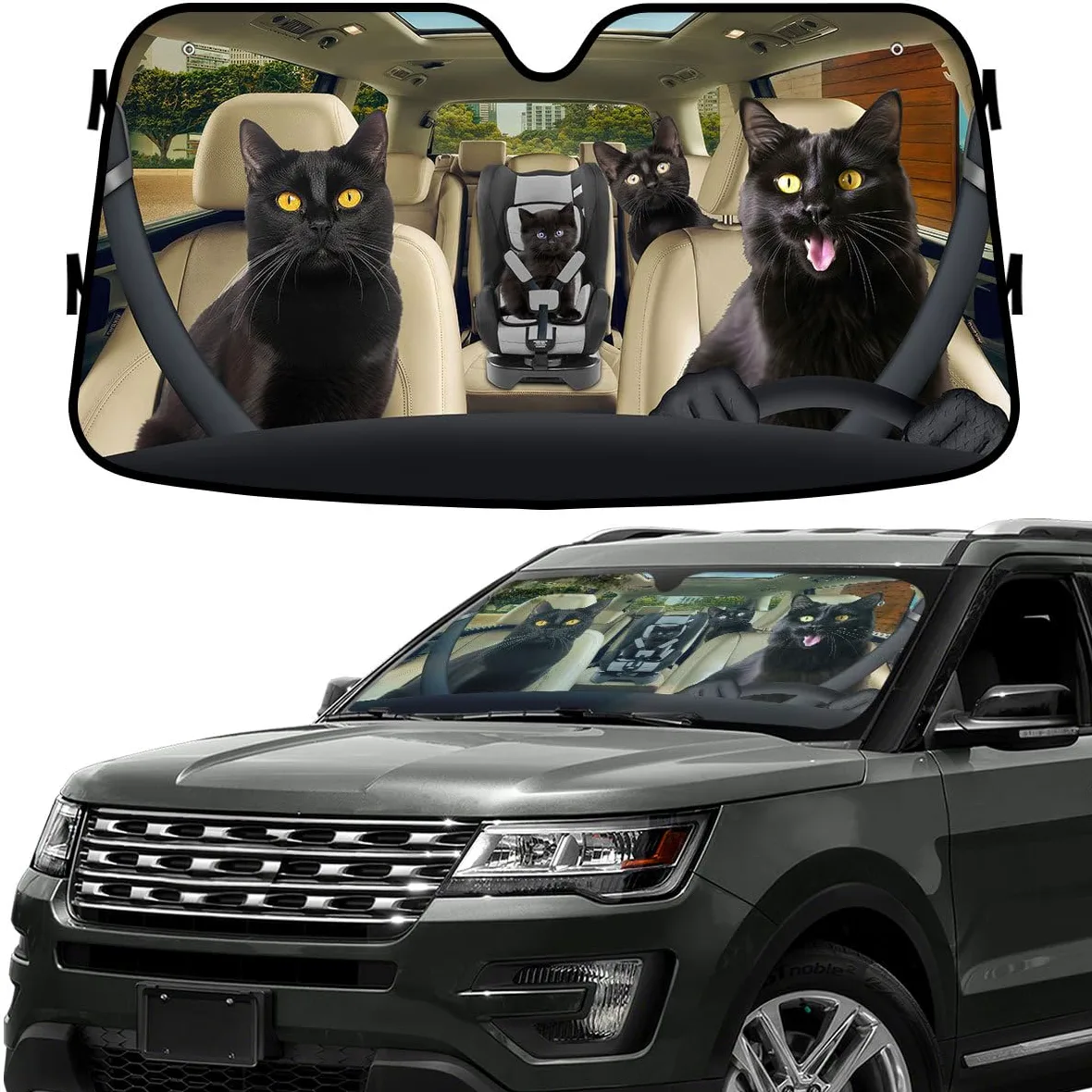 GENANY Parasol divertido para parabrisas de coche, SUV, camión (55 x 30 pulgadas), parasol de coche, parasoles para ventanas delanteras, parasol para parabrisas de coche, bloquea los rayos UV