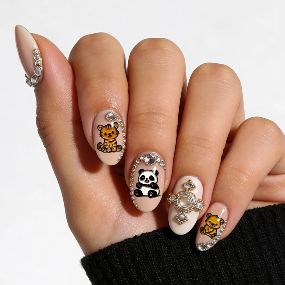 PH PandaHall 3 placas de estampado de uñas animales lindos oso mono panda pingüino gato plantillas acero inoxidable