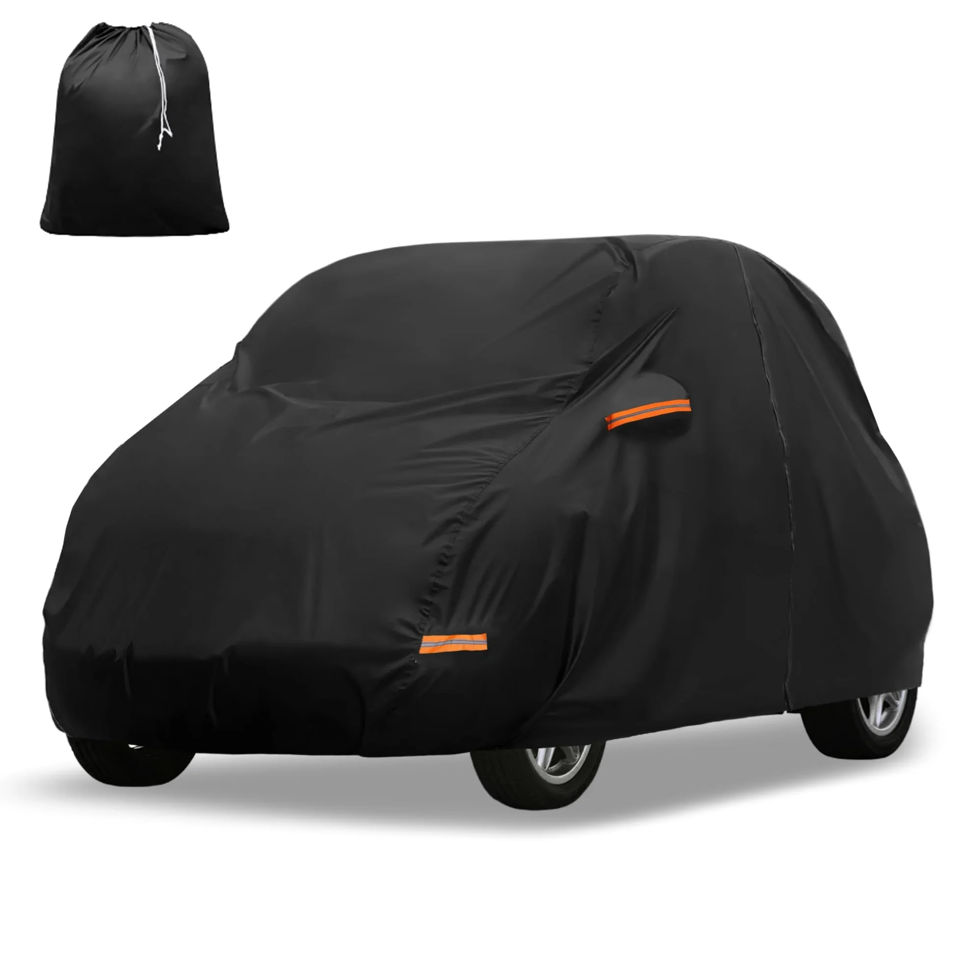 X AUTOHAUX Funda de coche para Smart Fortwo 2007-2019 210D-PU para exteriores, para todo tipo de clima, con cremallera de puerta, impermeable, resistente al viento, protección contra el sol, la lluvia