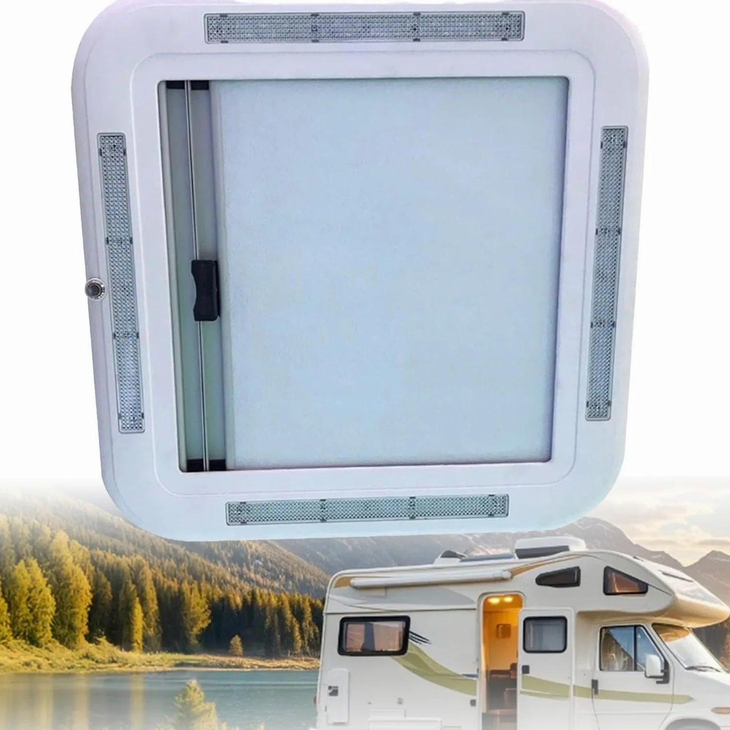 Claraboya Grande para Caravana, trampilla de ventilación para Techo de Caravana, Cubierta acrílica Anti-UV con luz LED, Compatible con Camiones, autocaravanas y techos corredizos 500 * 500mm